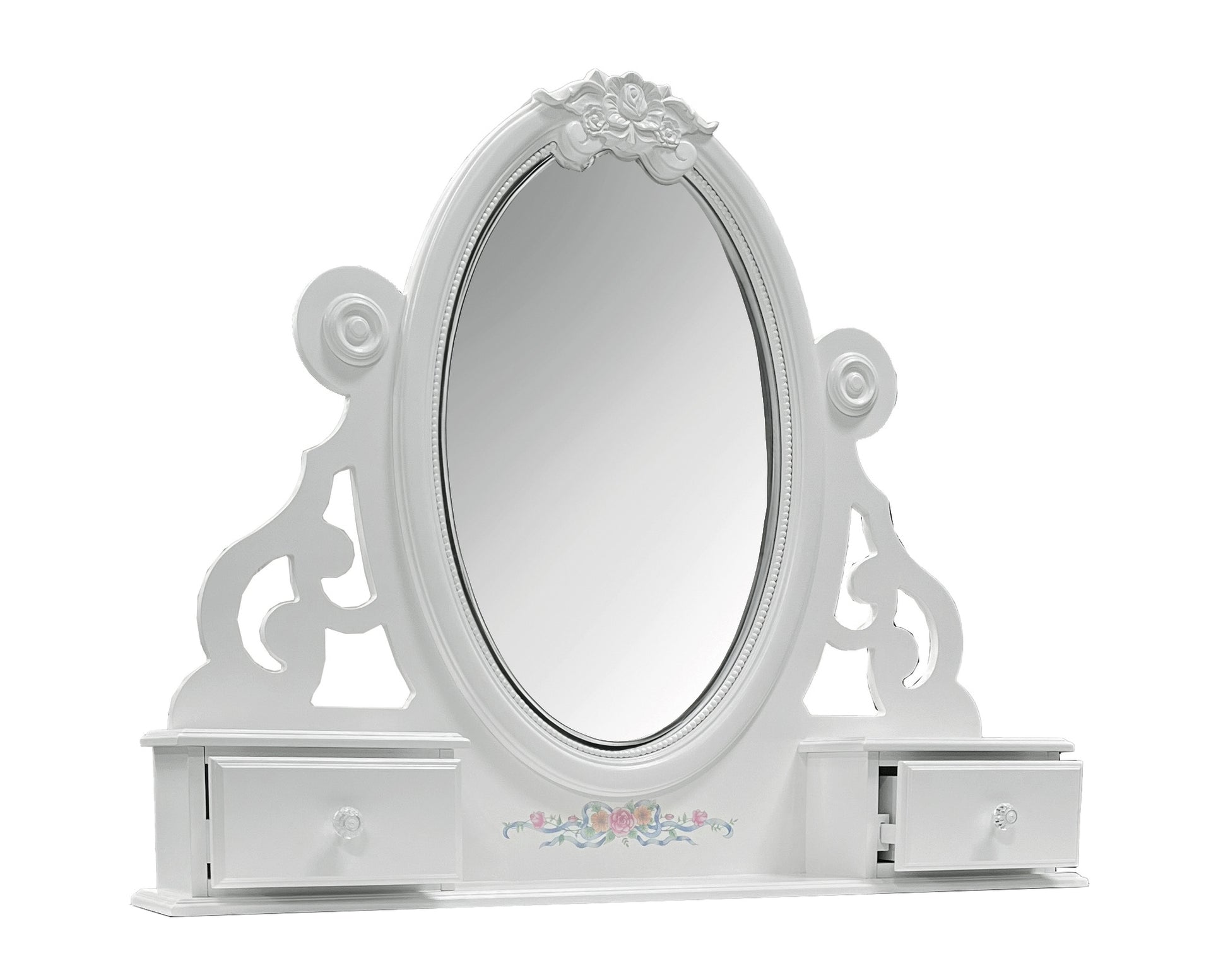 Flora White Finish Jewelry Mirrior FredCo