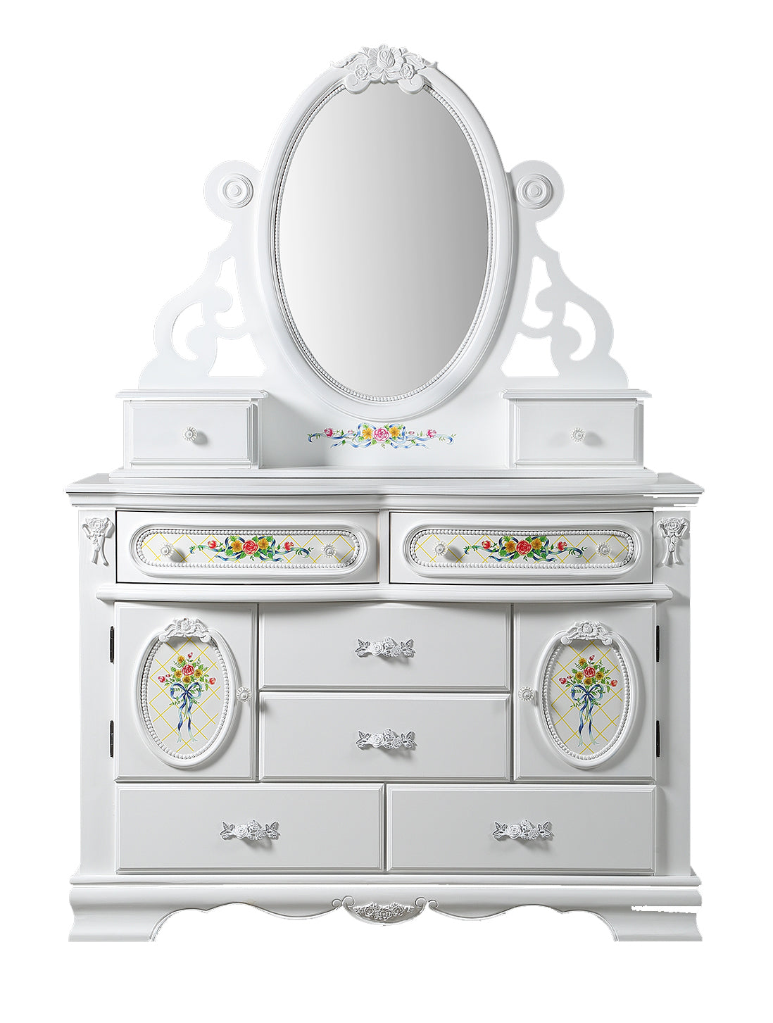 Flora White Finish Jewelry Mirrior FredCo