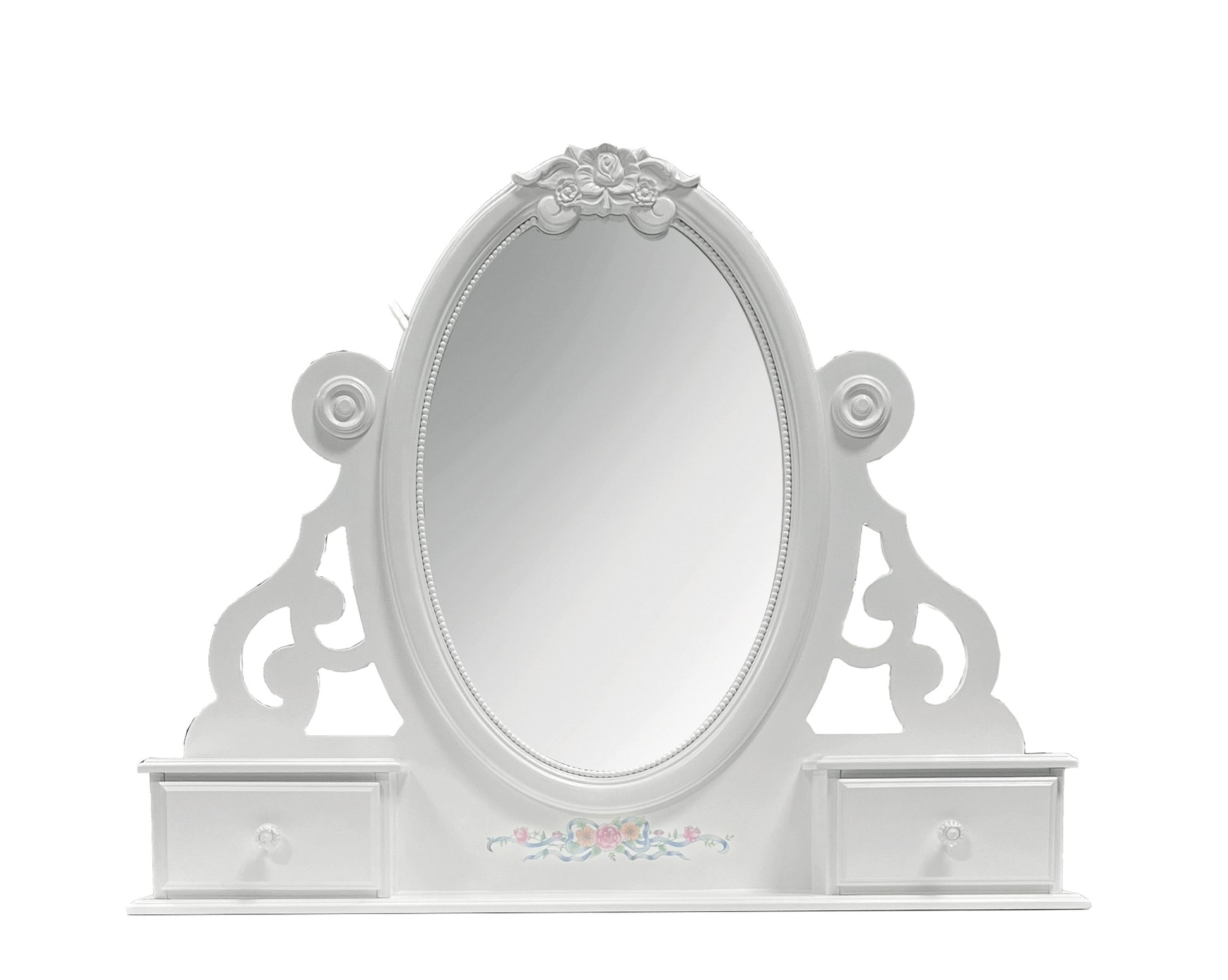 Flora White Finish Jewelry Mirrior FredCo