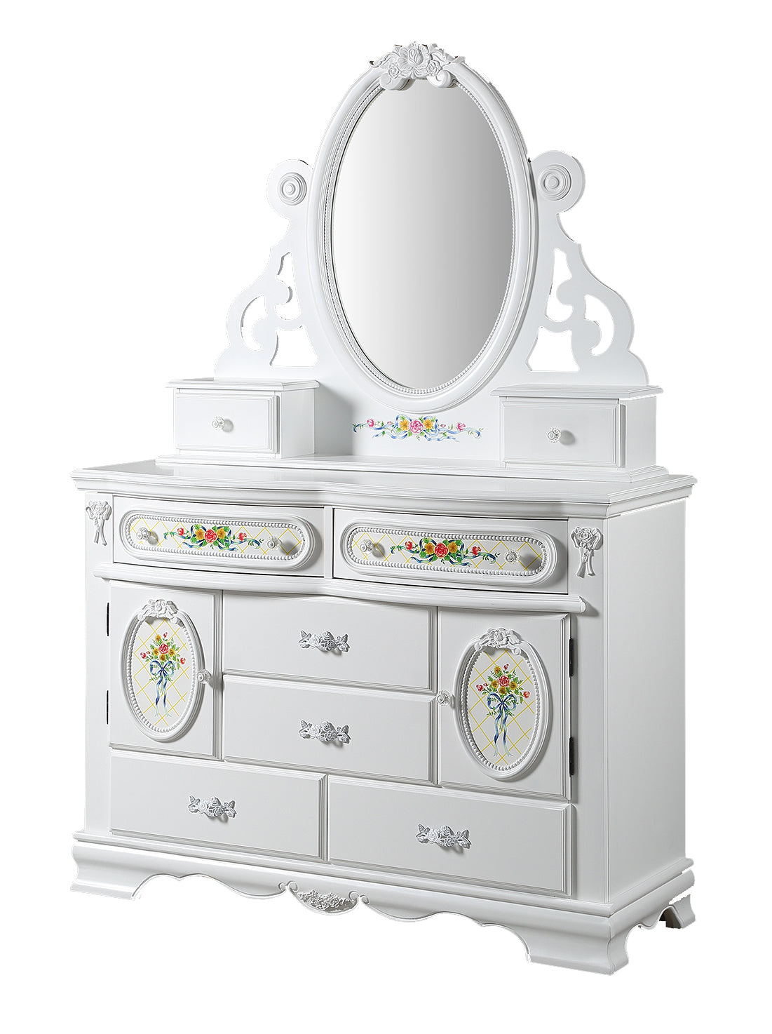 Flora White Finish Jewelry Mirrior FredCo