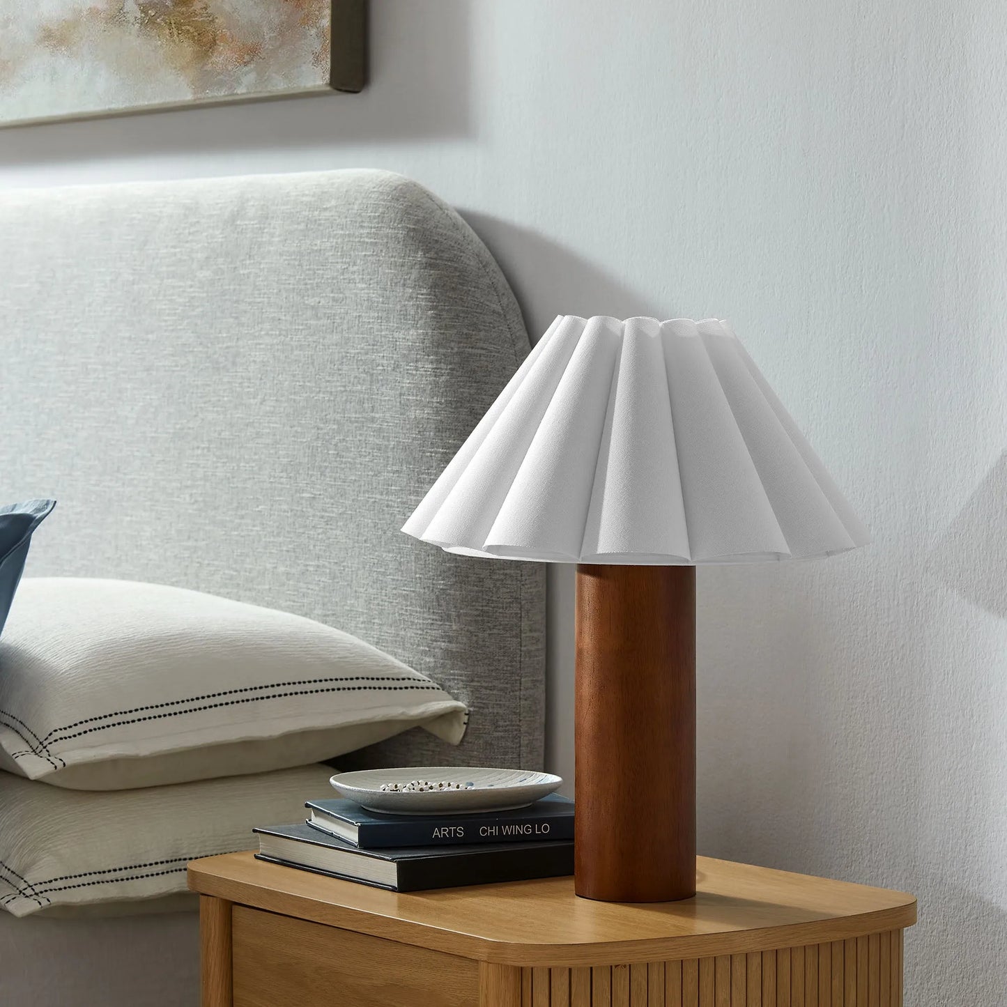 Flora Wood Table Lamp With Pleated Petal Shade by Modway EEI-7214 FredCo