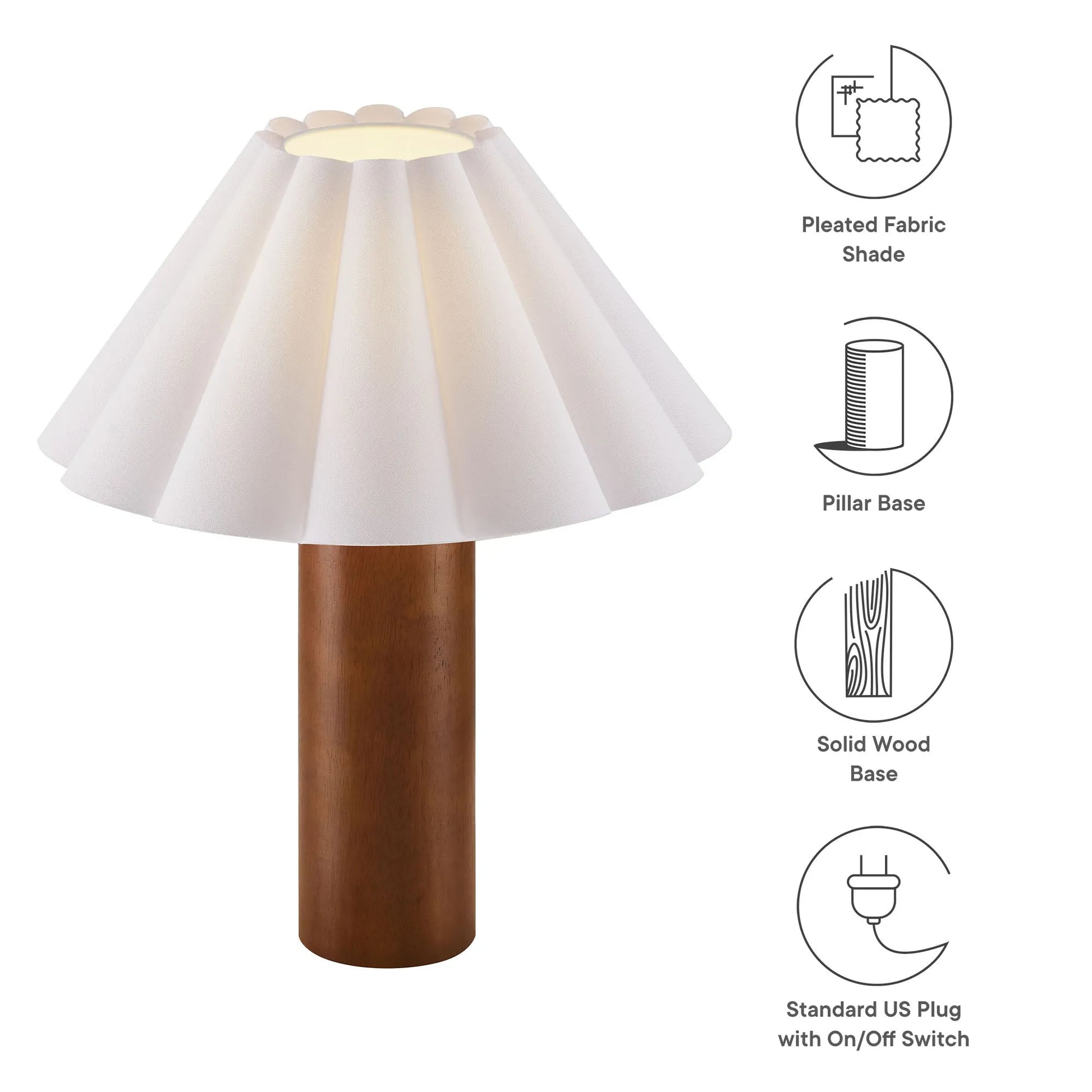 Flora Wood Table Lamp With Pleated Petal Shade by Modway EEI-7214 FredCo