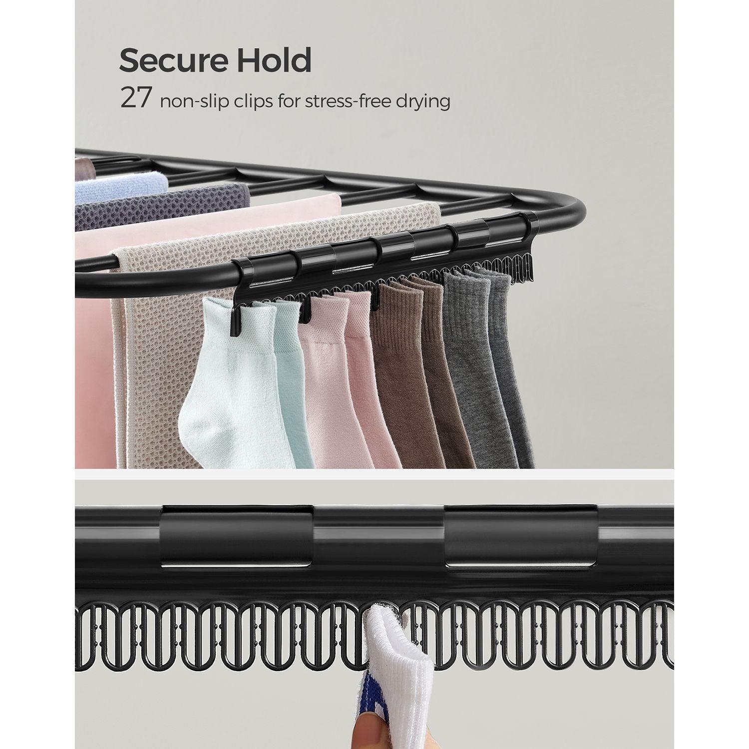 Foldable 2-Level Laundry Drying Rack Black FredCo