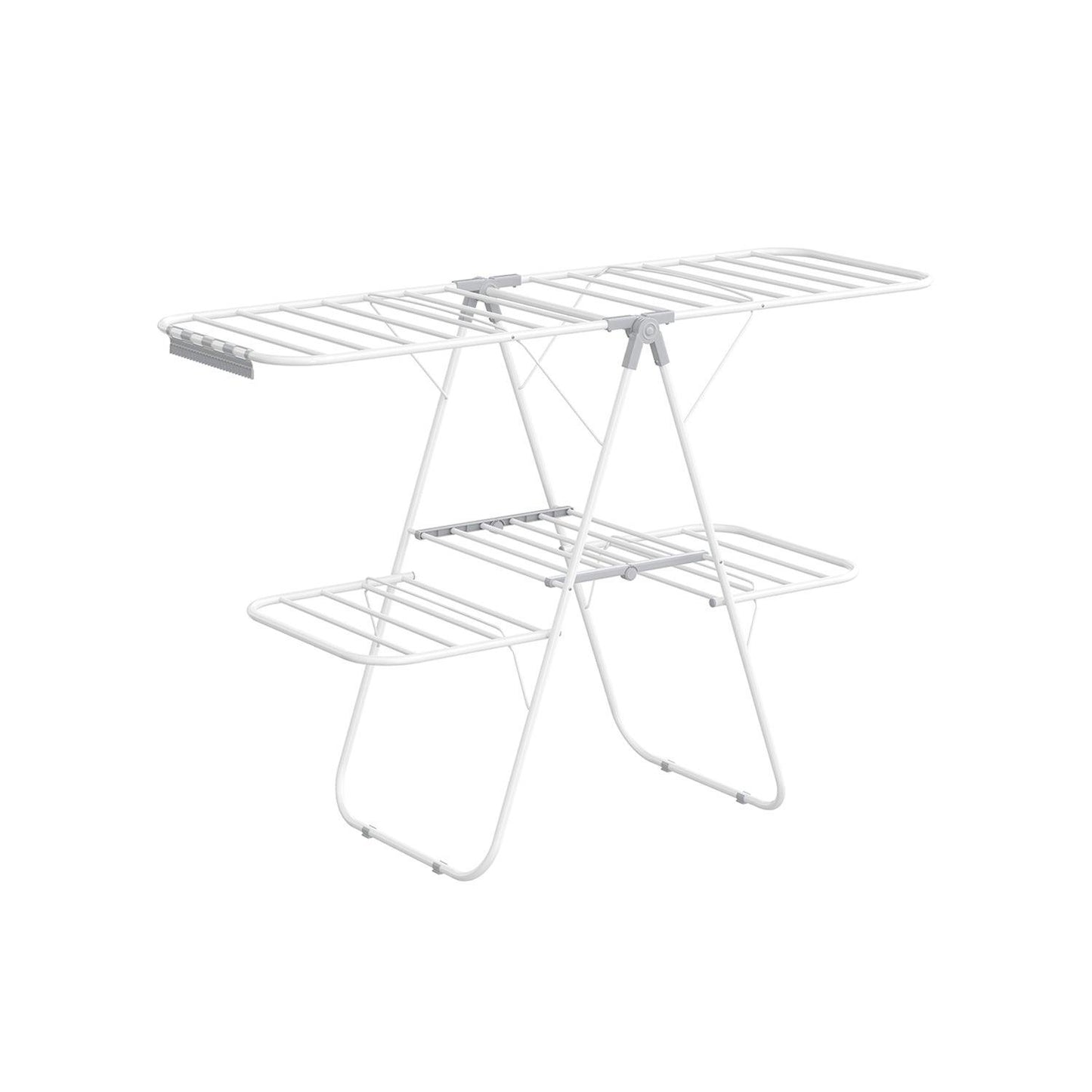 Foldable 2-Level Laundry Drying Rack White and Gray FredCo
