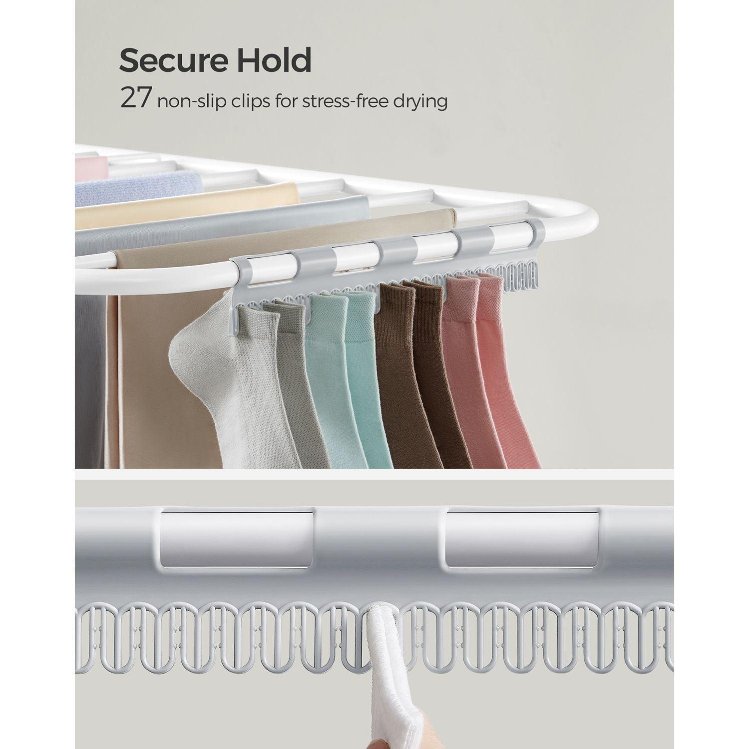 Foldable 2-Level Laundry Drying Rack White and Gray FredCo