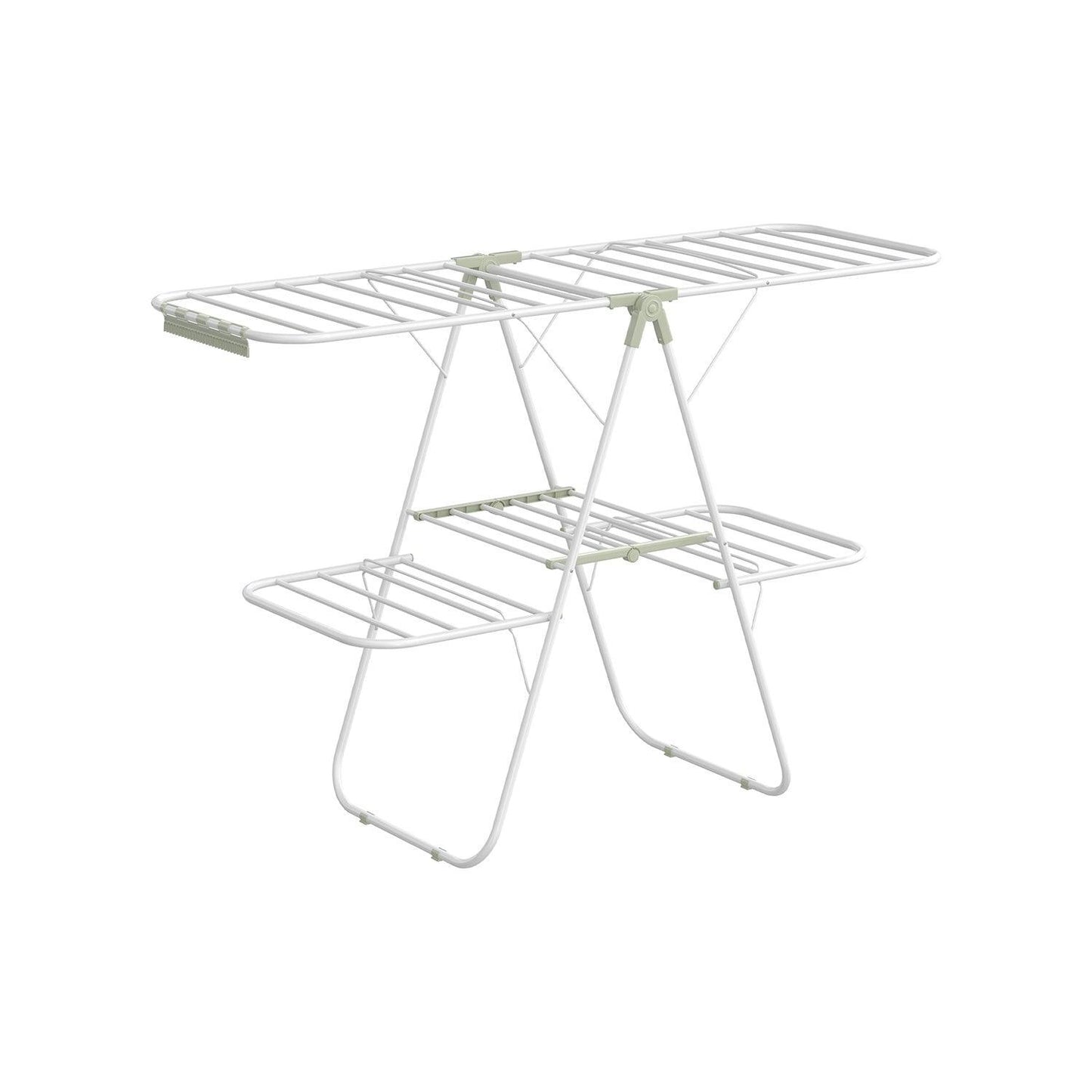 Foldable 2-Level Laundry Drying Rack White and Green FredCo