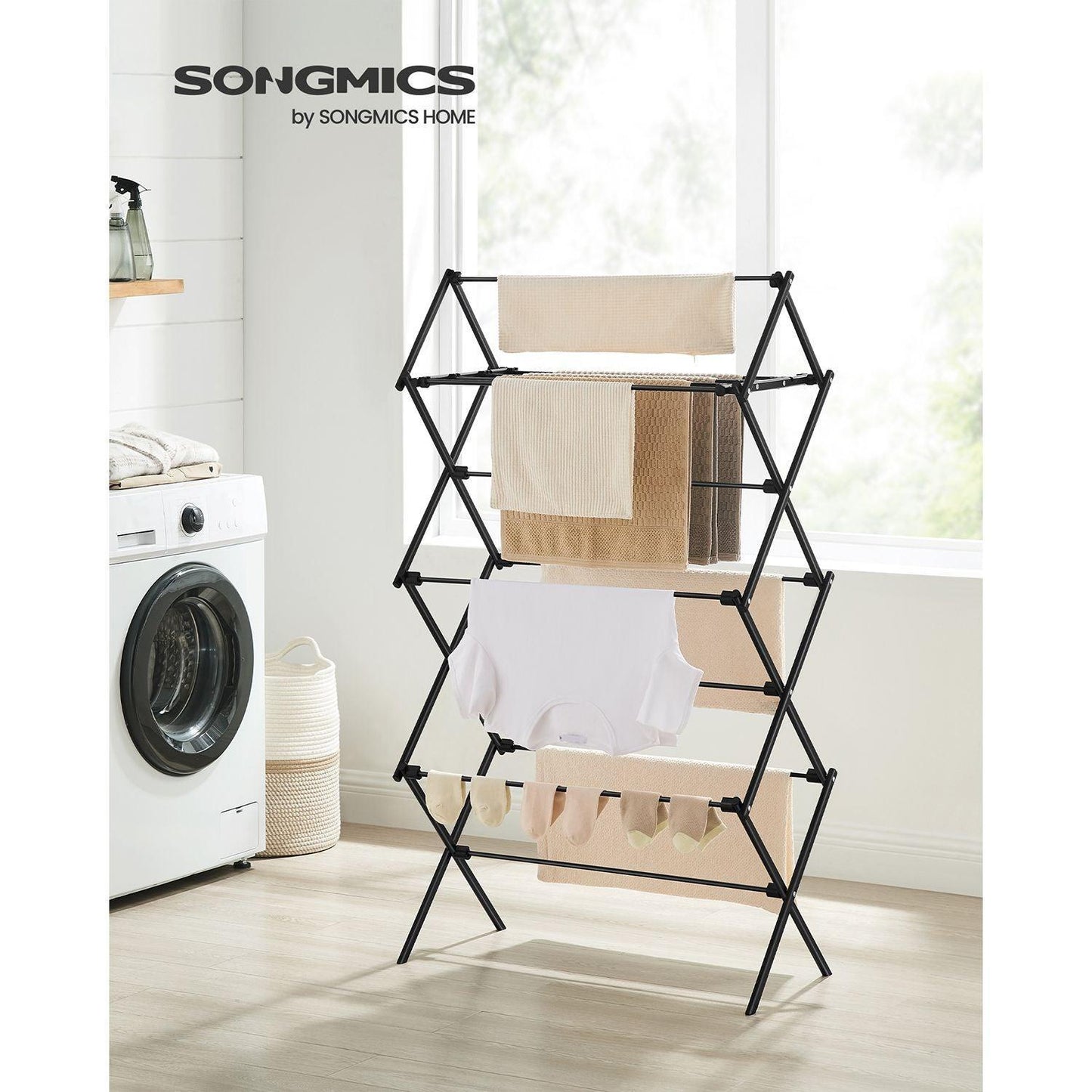 Foldable Clothes Drying Rack Black FredCo