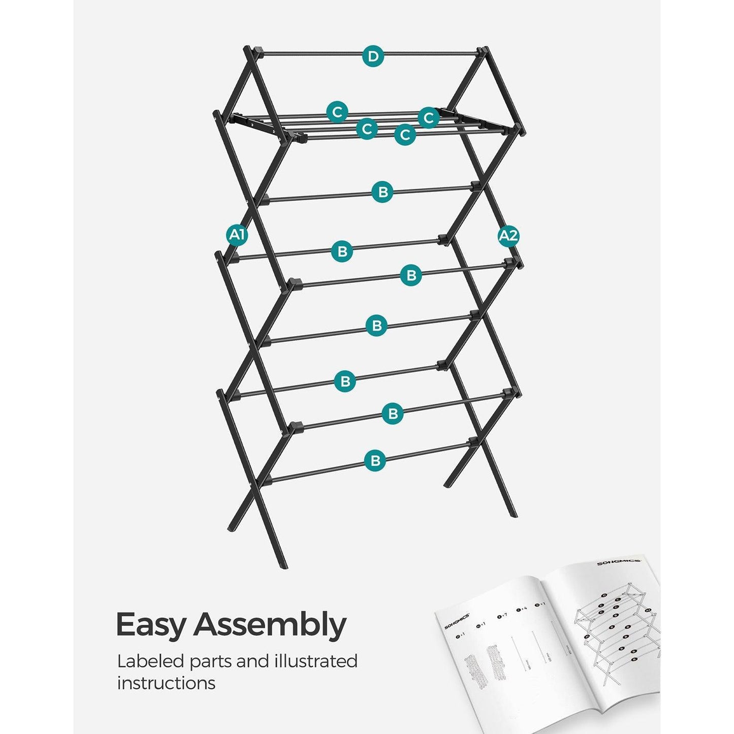 Foldable Clothes Drying Rack Black FredCo