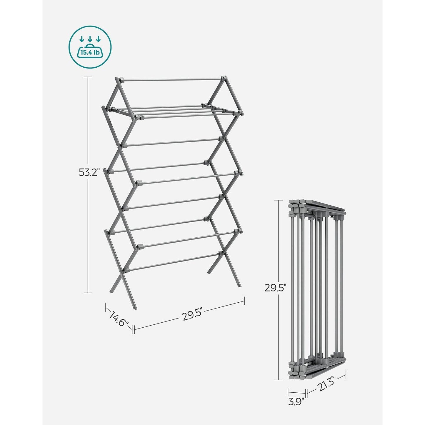 Foldable Clothes Drying Rack Gray FredCo