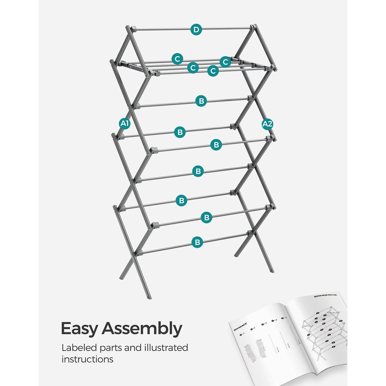 Foldable Clothes Drying Rack Gray FredCo