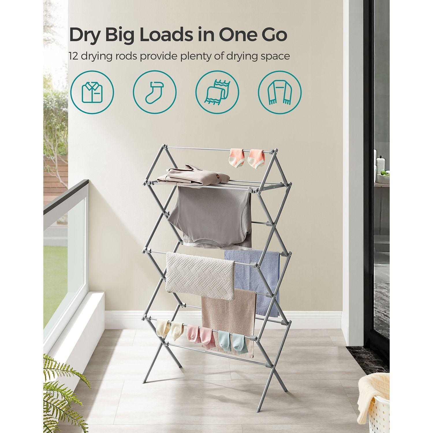 Foldable Clothes Drying Rack Gray FredCo