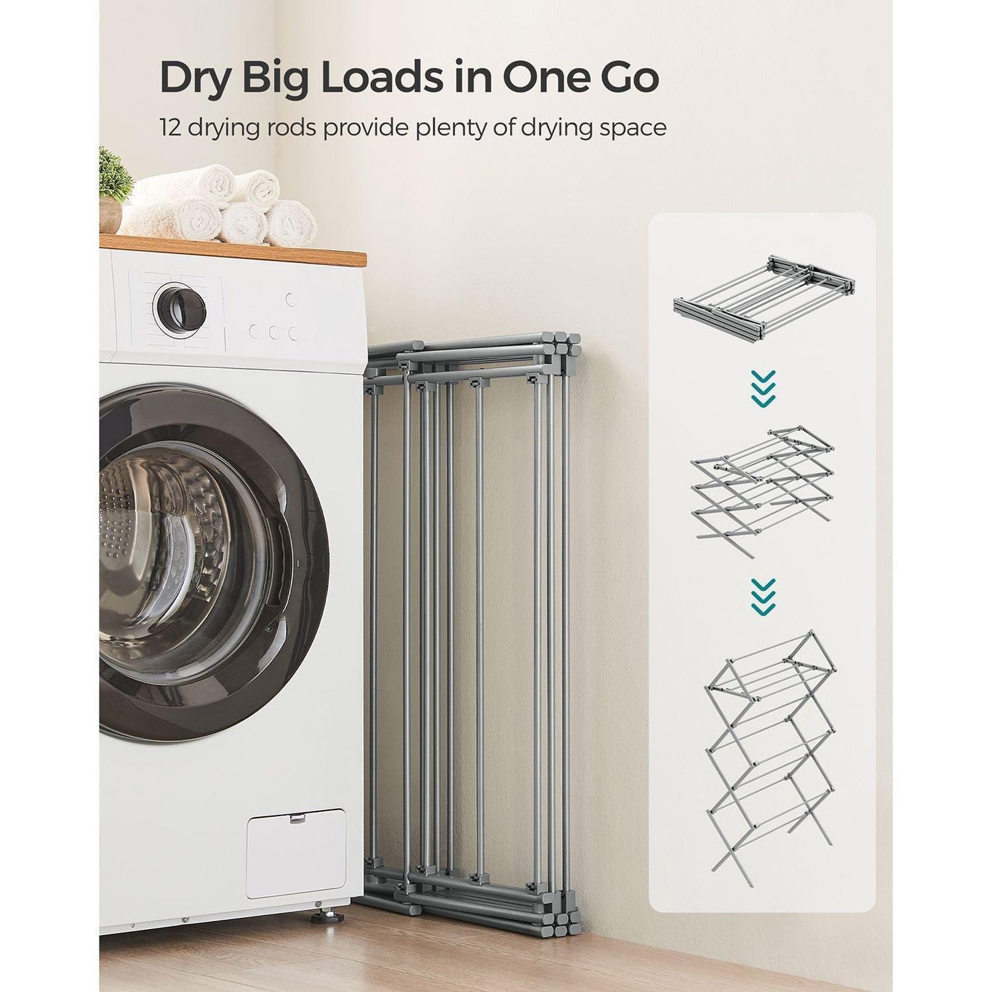 Foldable Clothes Drying Rack Gray FredCo