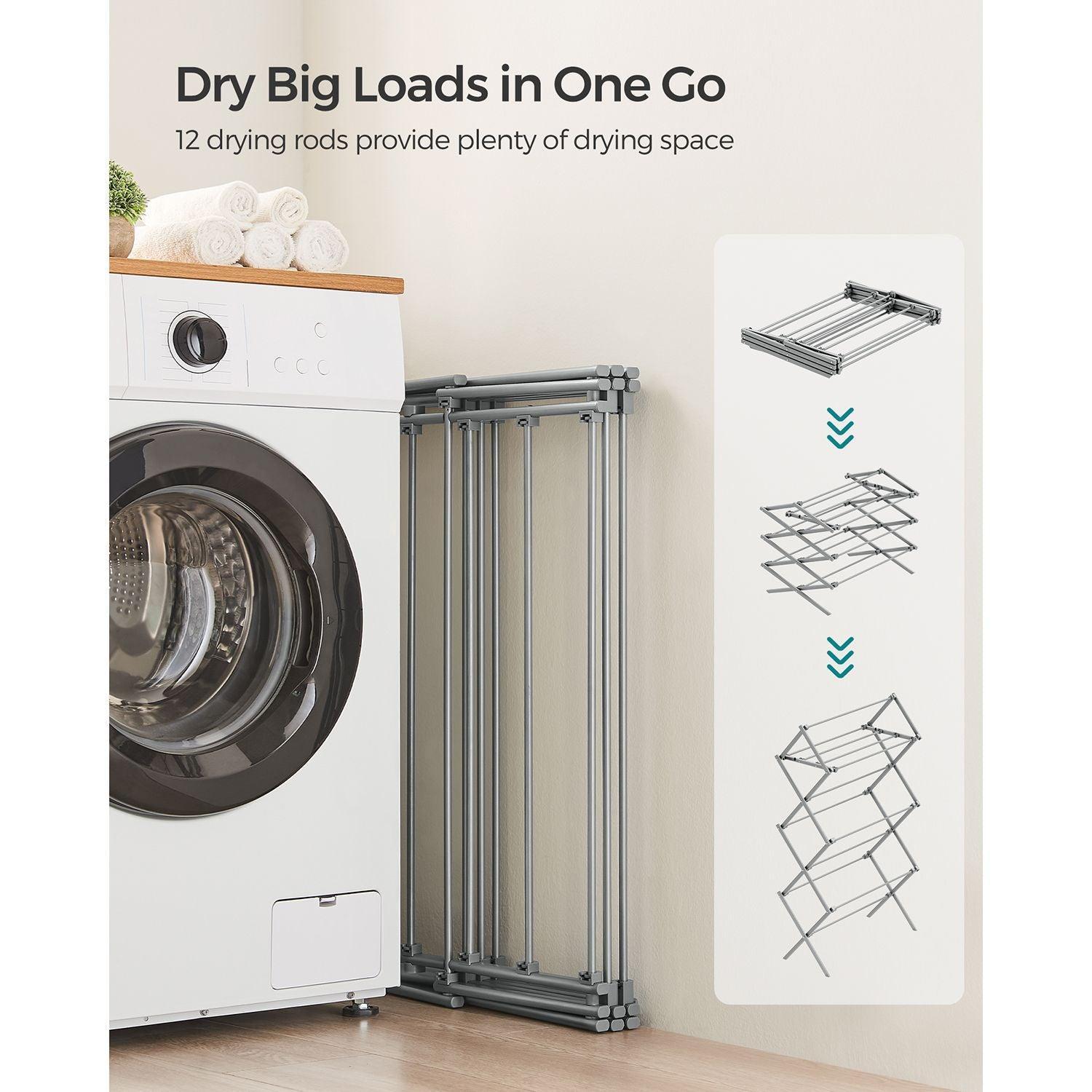 Foldable Clothes Drying Rack Gray FredCo