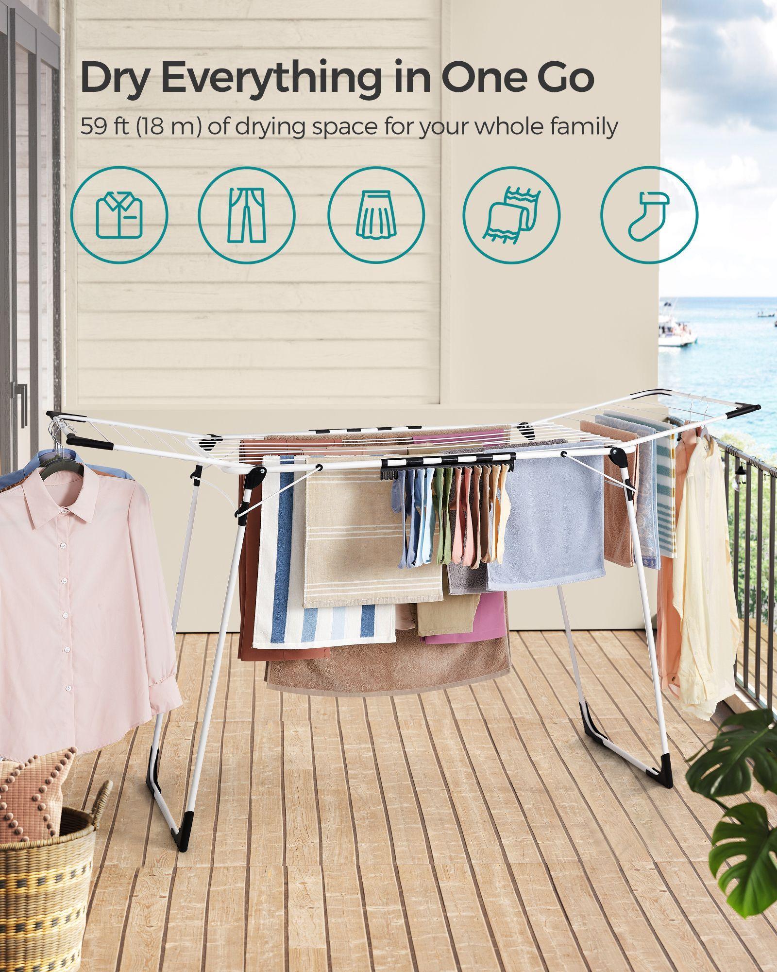Foldable Clothes Drying Rack White FredCo