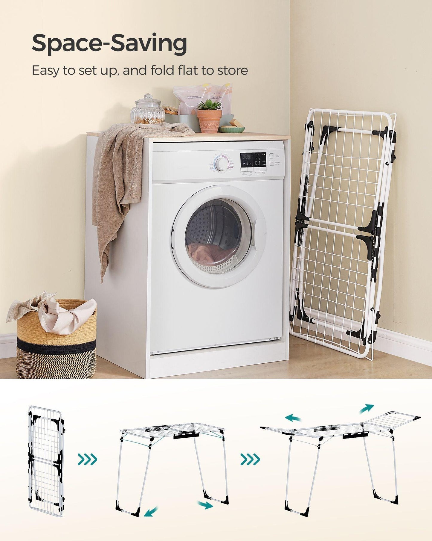 Foldable Clothes Drying Rack White FredCo