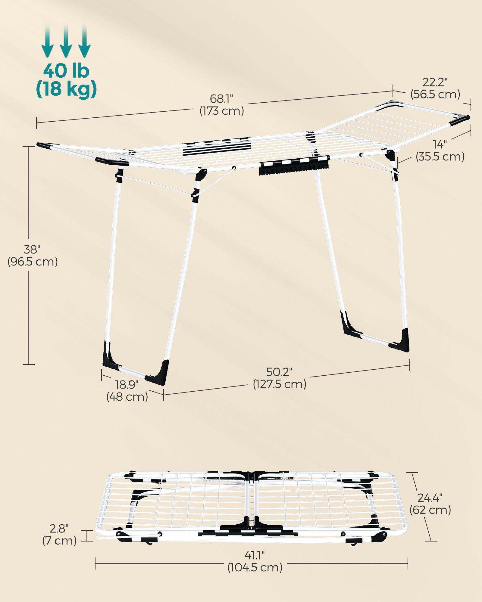 Foldable Clothes Drying Rack White FredCo