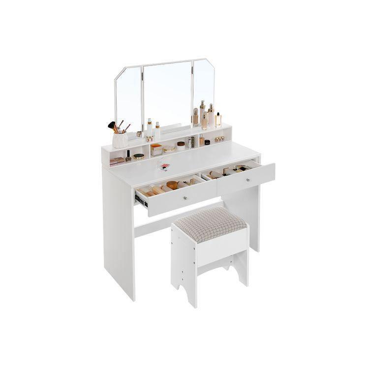 Foldable Mirror Vanity Set White FredCo