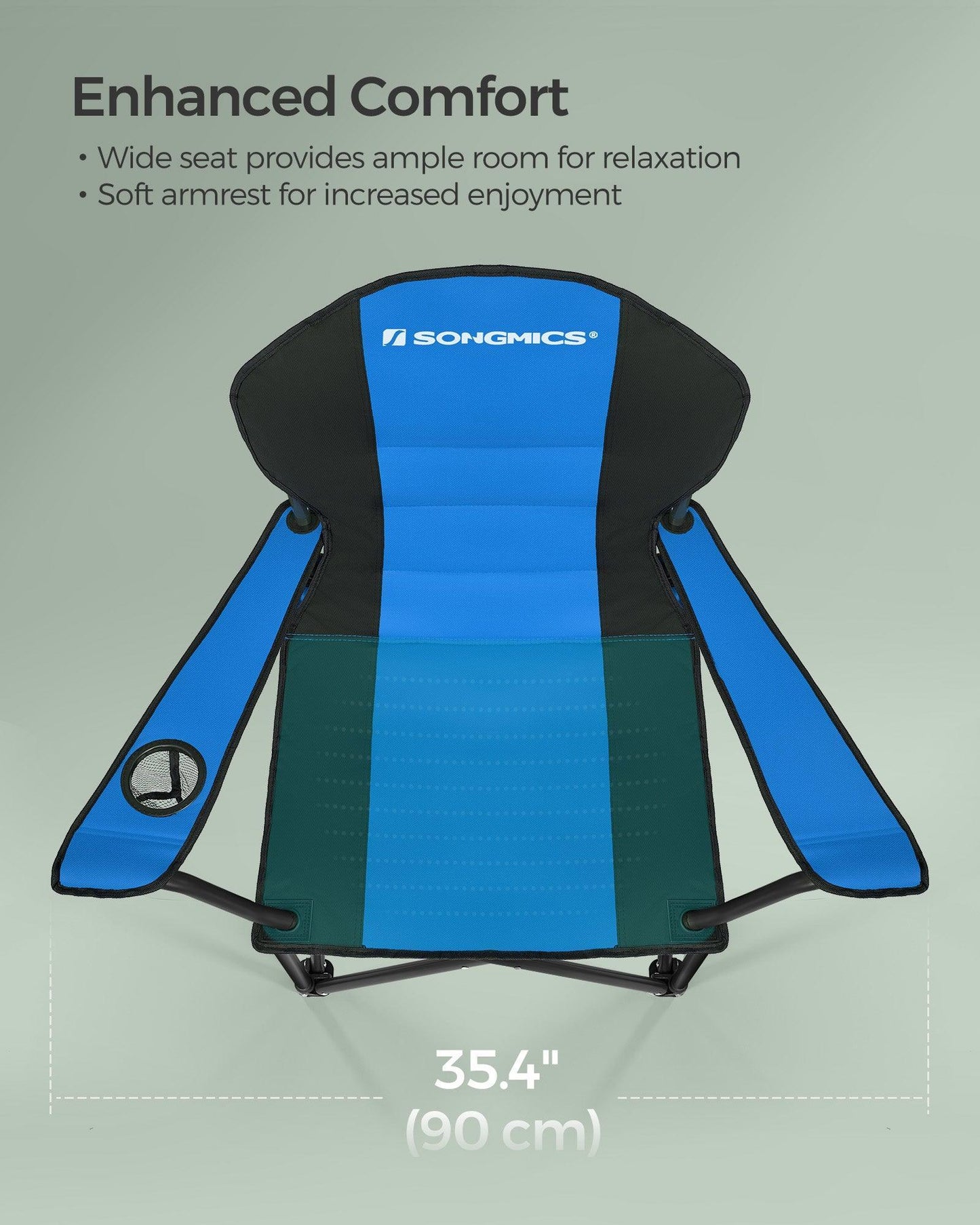 Folding Camping Chair Max. Capacity 551 lb Blue and Black FredCo
