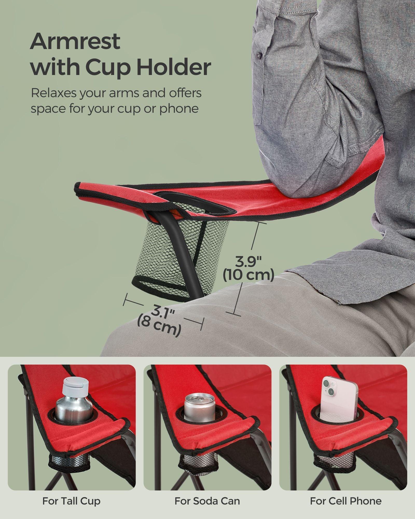 Folding Camping Chair Max. Capacity 551 lb Red and Black FredCo