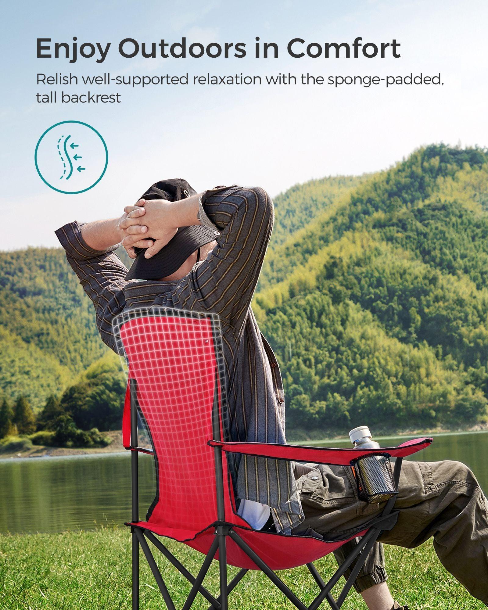 Folding Camping Chair Max. Capacity 551 lb Red and Black FredCo
