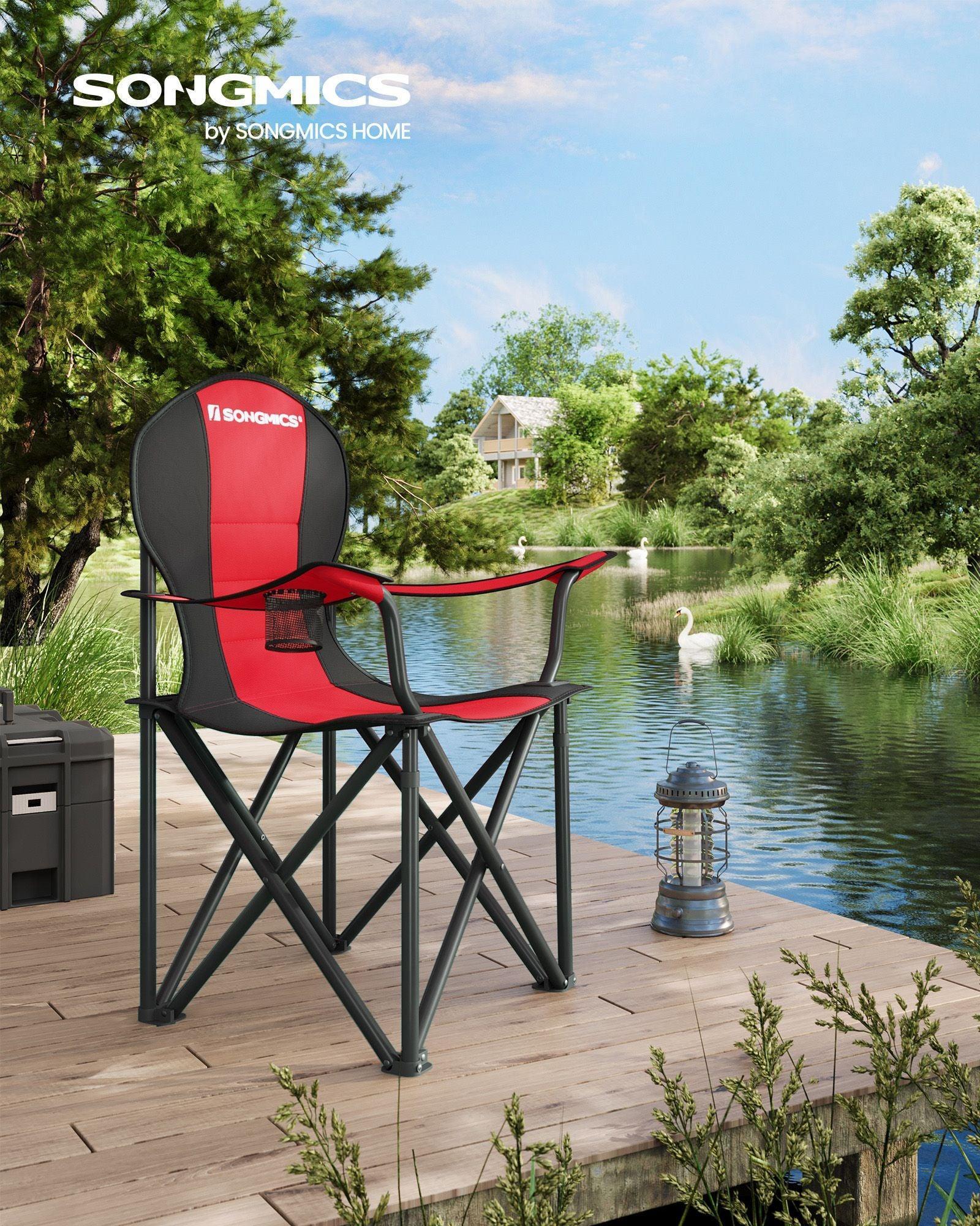 Folding Camping Chair Max. Capacity 551 lb Red and Black FredCo