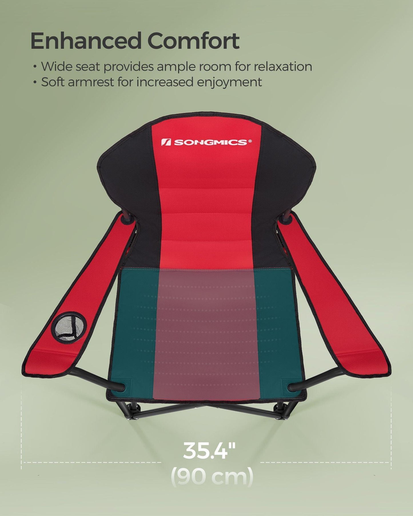 Folding Camping Chair Max. Capacity 551 lb Red and Black FredCo