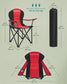 Folding Camping Chair Max. Capacity 551 lb Red and Black FredCo