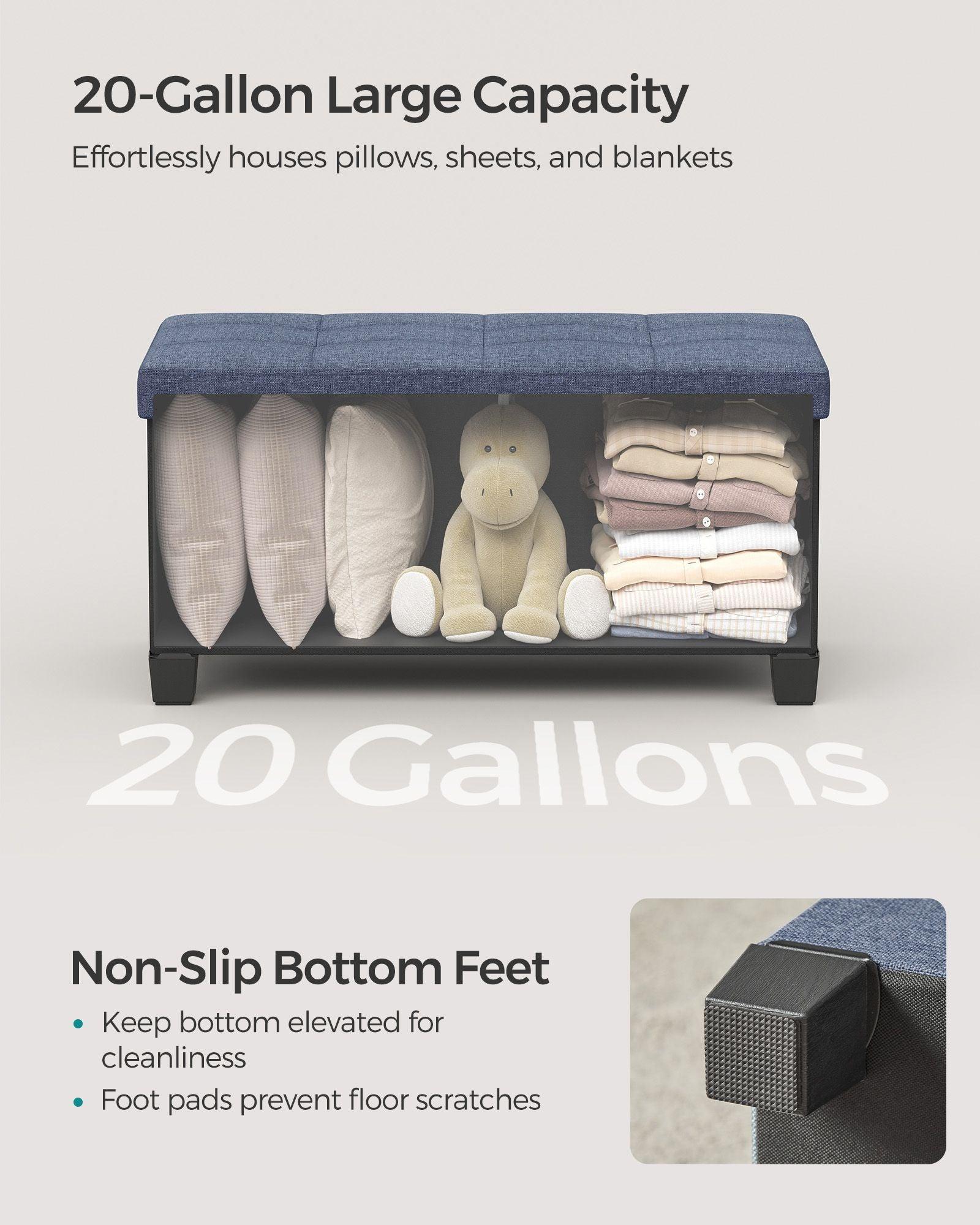 Folding Storage Ottoman 15 x 30 x 15.7 Inches FredCo