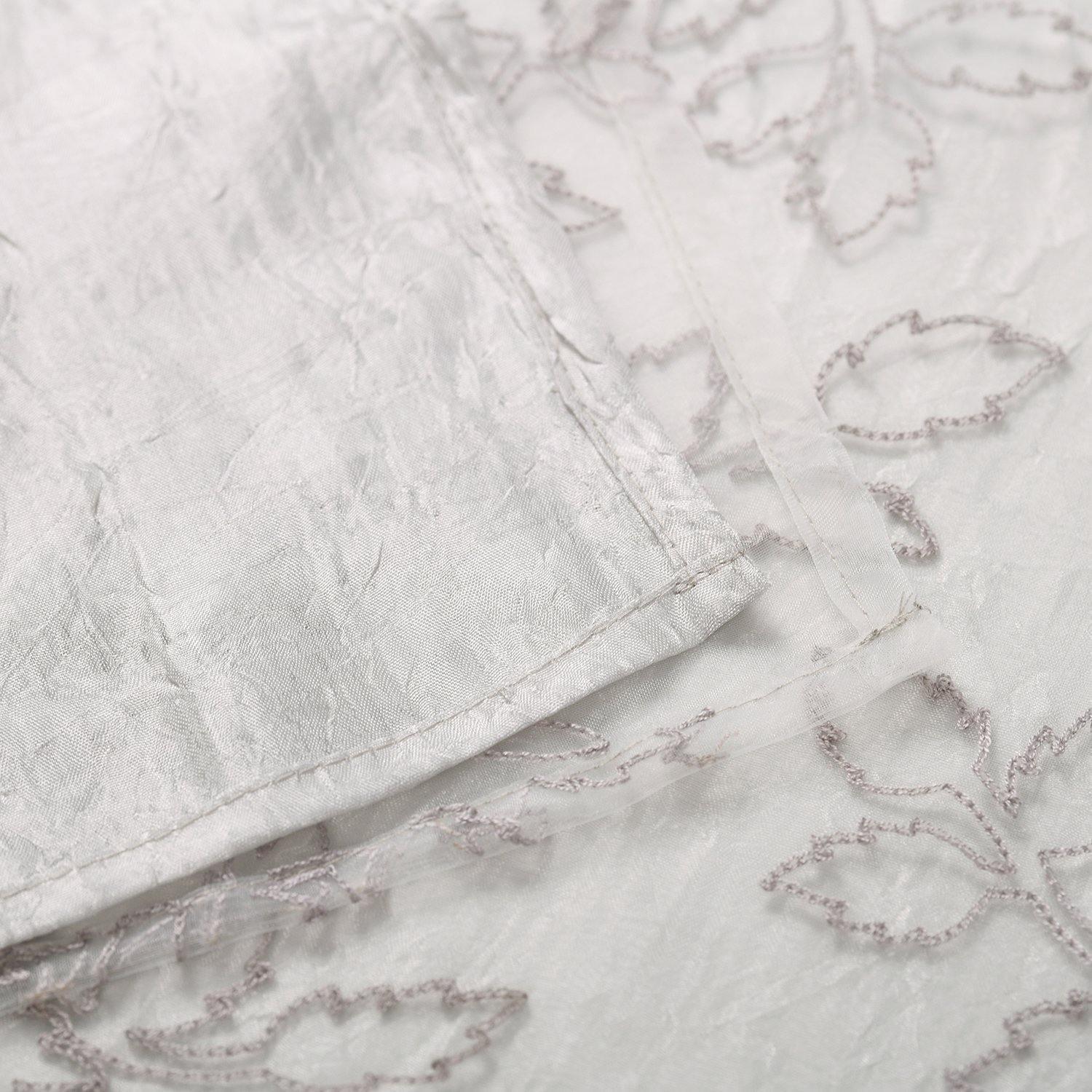 Foliage Embroidered Leaves Sheer Grommet Panel 2-Piece Curtain Set FredCo