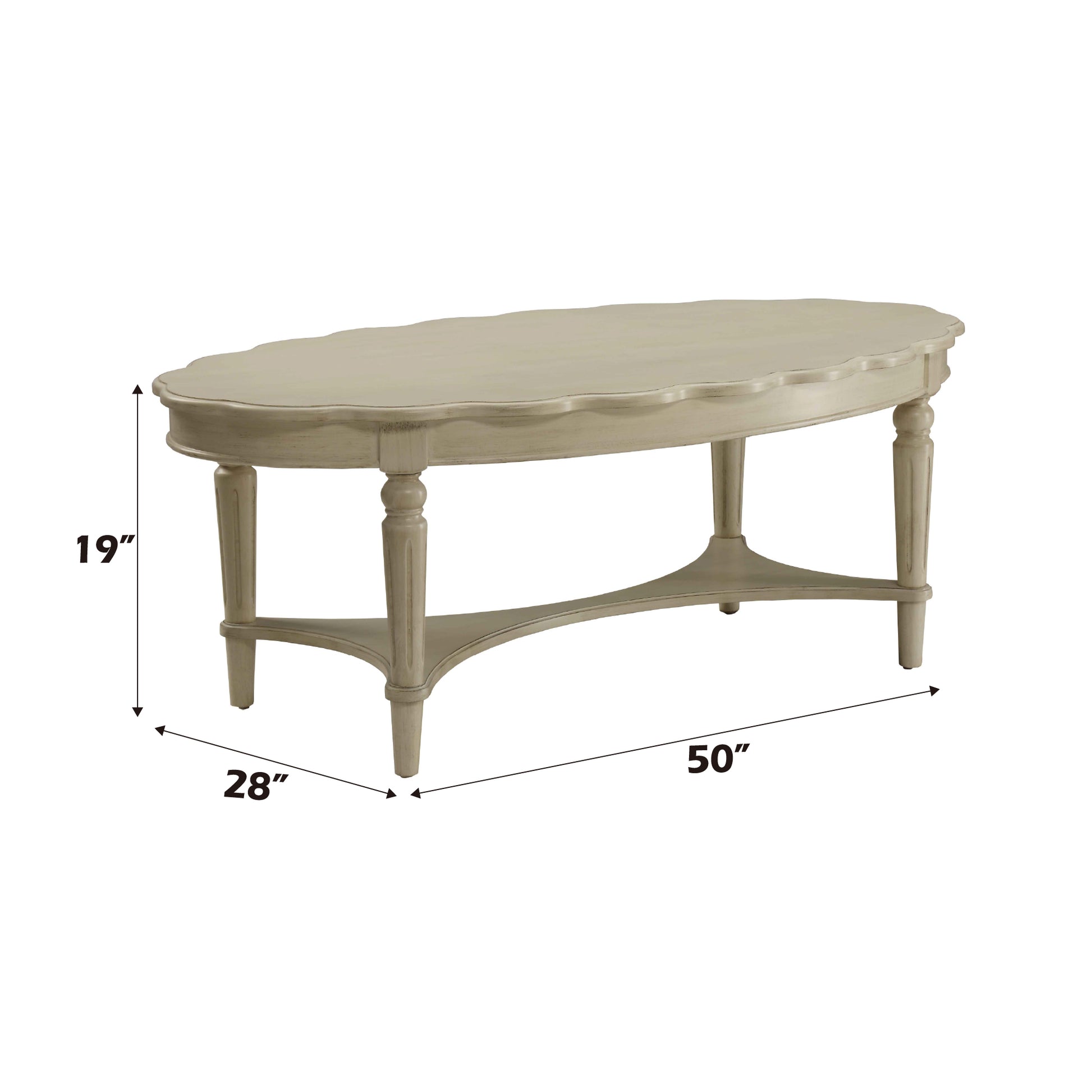 Fordon French Antique White Finish Coffee Table FredCo