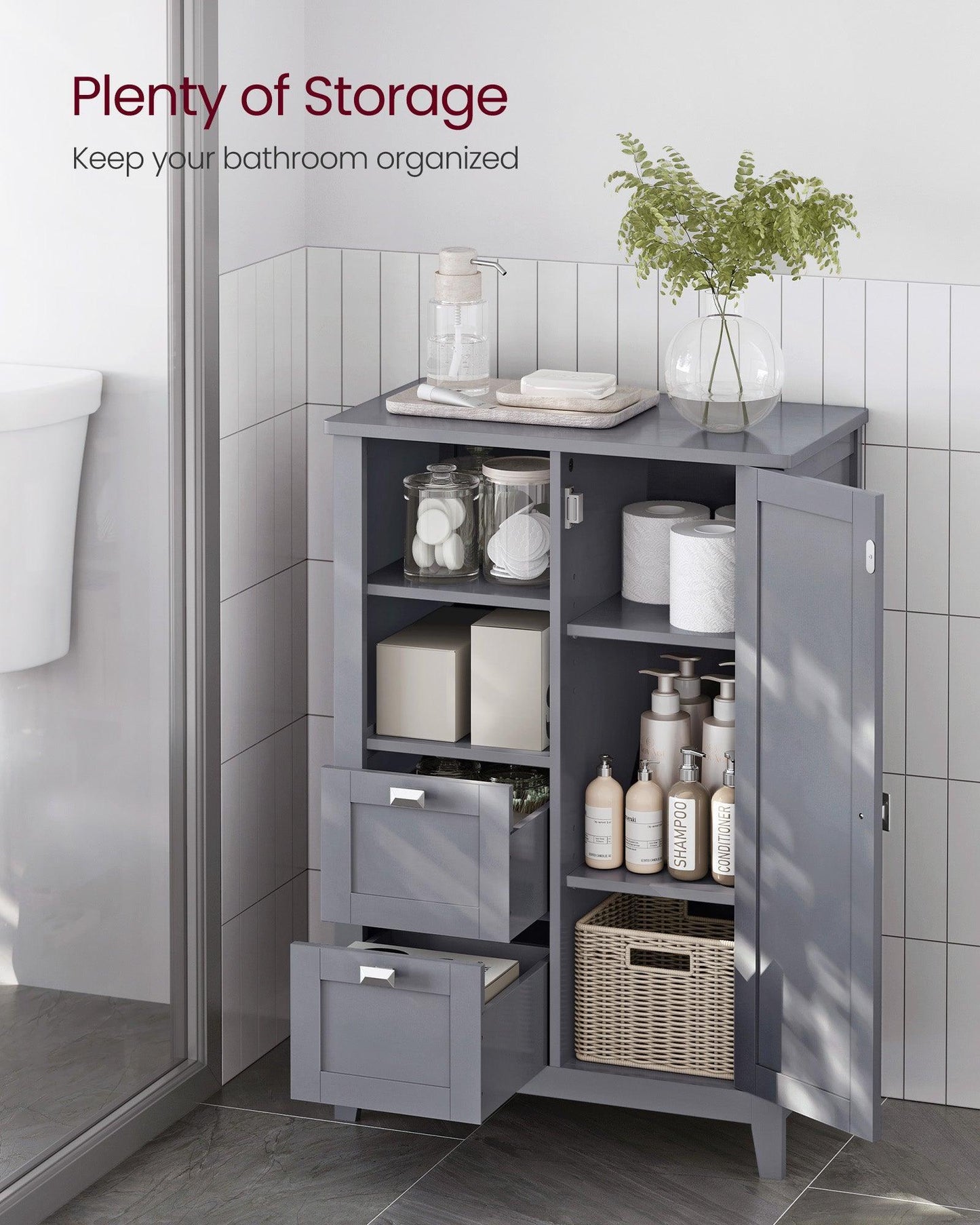 Freestanding Bathroom Floor Storage Cabinet FredCo