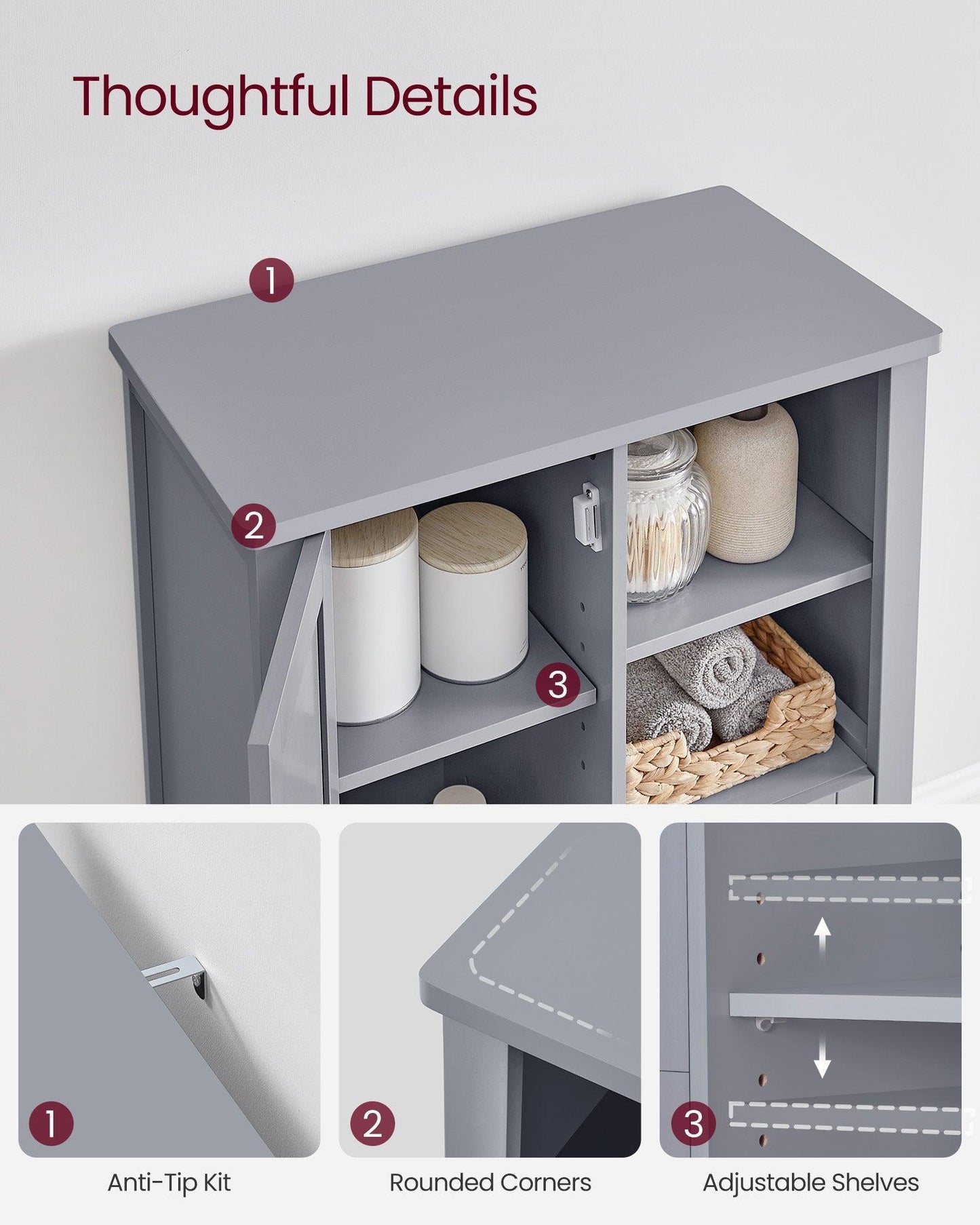 Freestanding Bathroom Floor Storage Cabinet FredCo