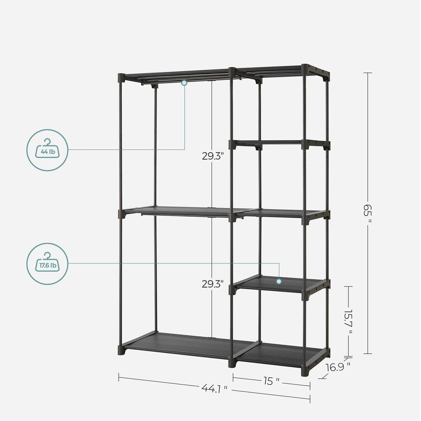 Freestanding Closet Organizer Black FredCo