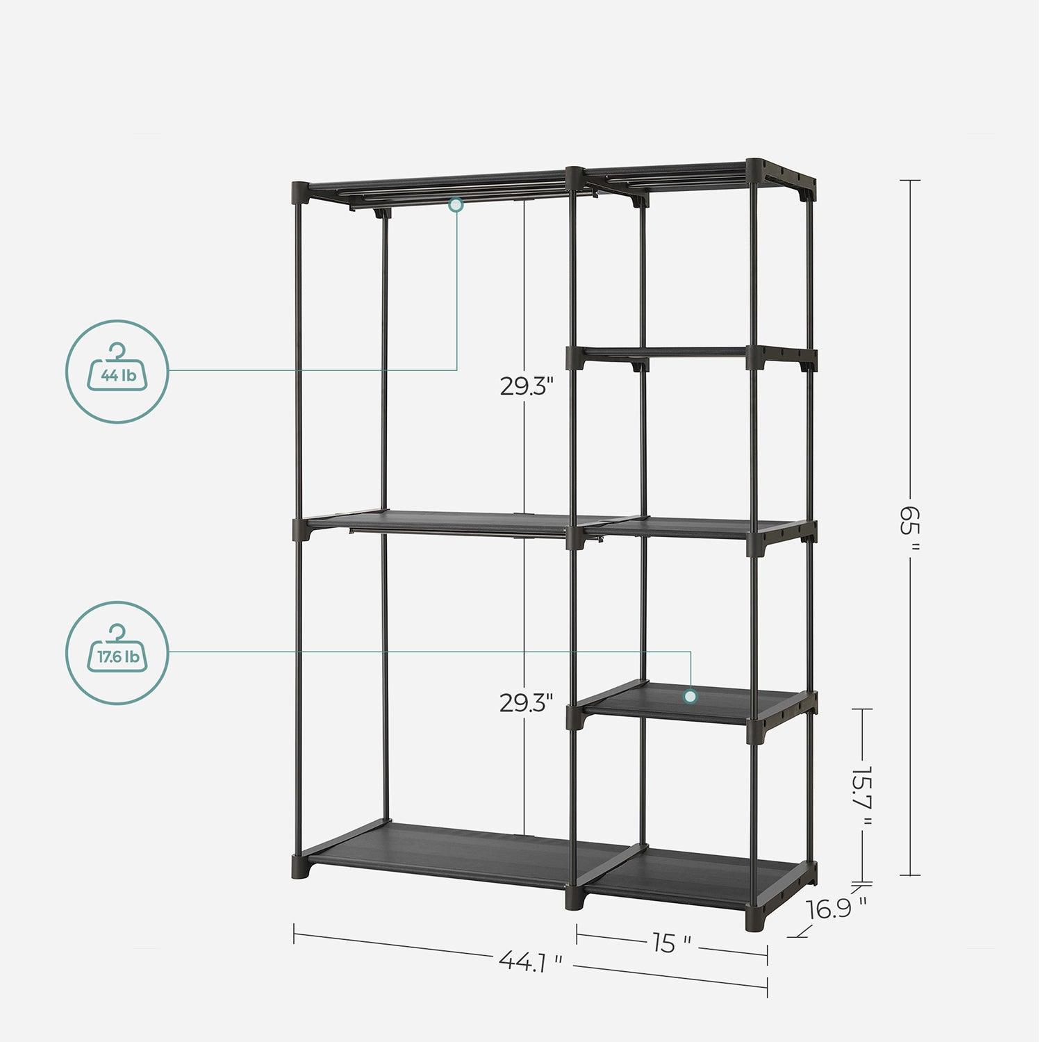 Freestanding Closet Organizer Black FredCo