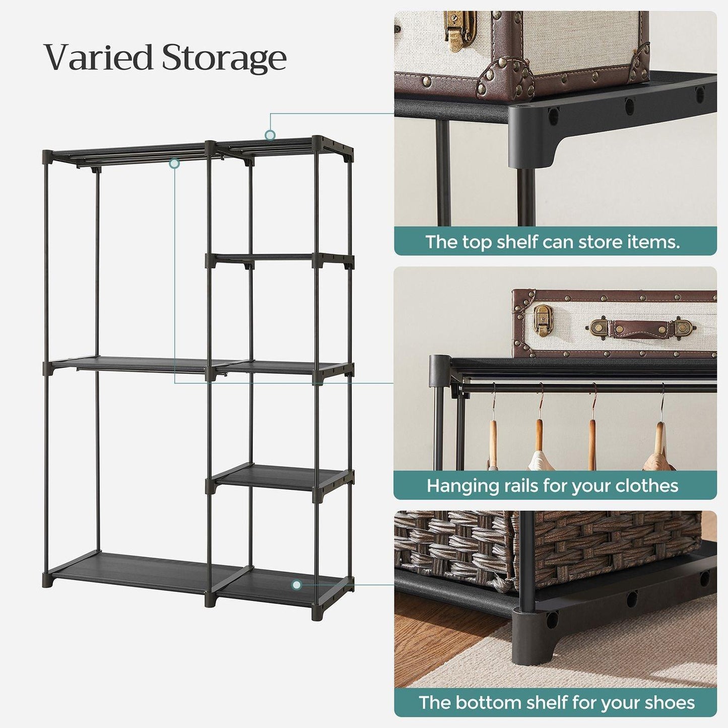 Freestanding Closet Organizer Black FredCo
