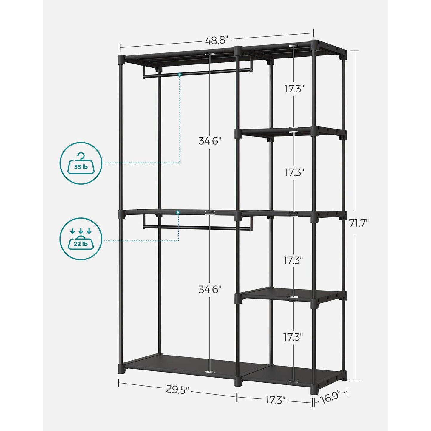 Freestanding Portable Closet Black FredCo