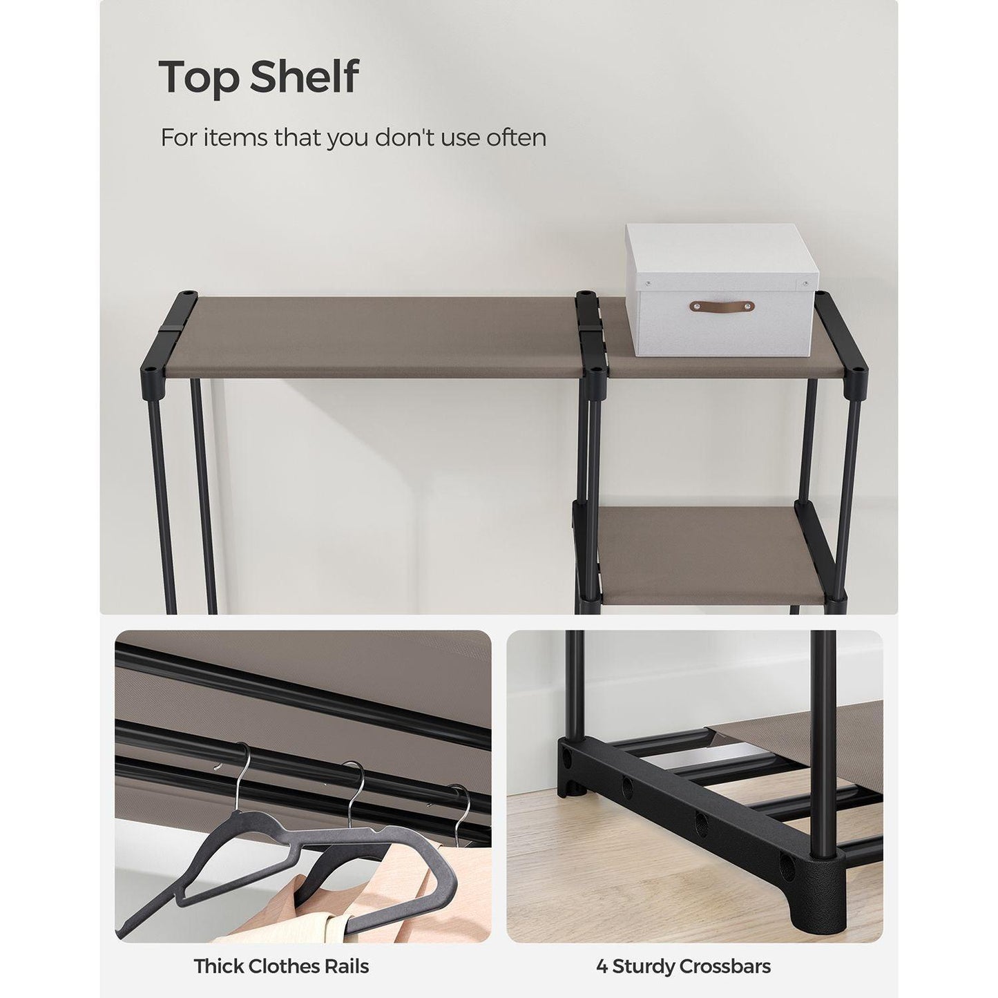 Freestanding Portable Closet Taupe FredCo
