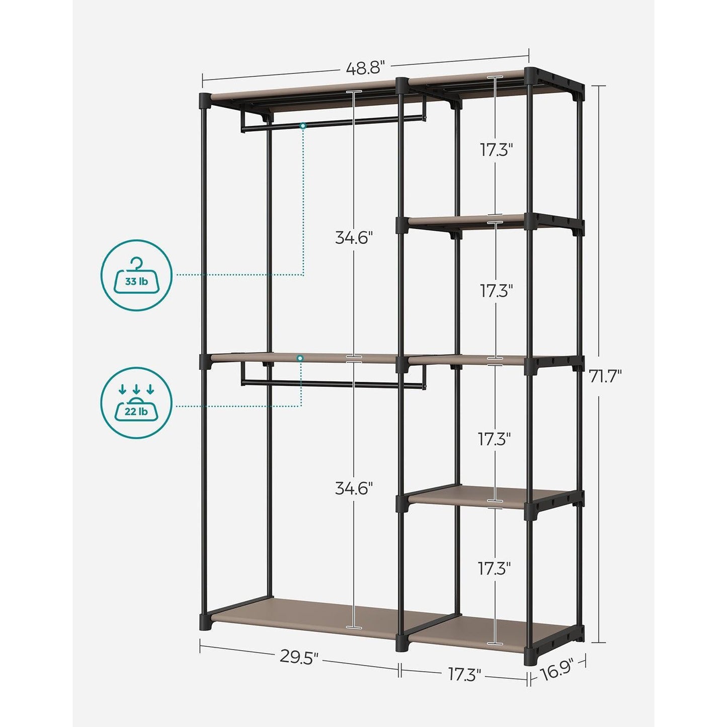 Freestanding Portable Closet Taupe FredCo