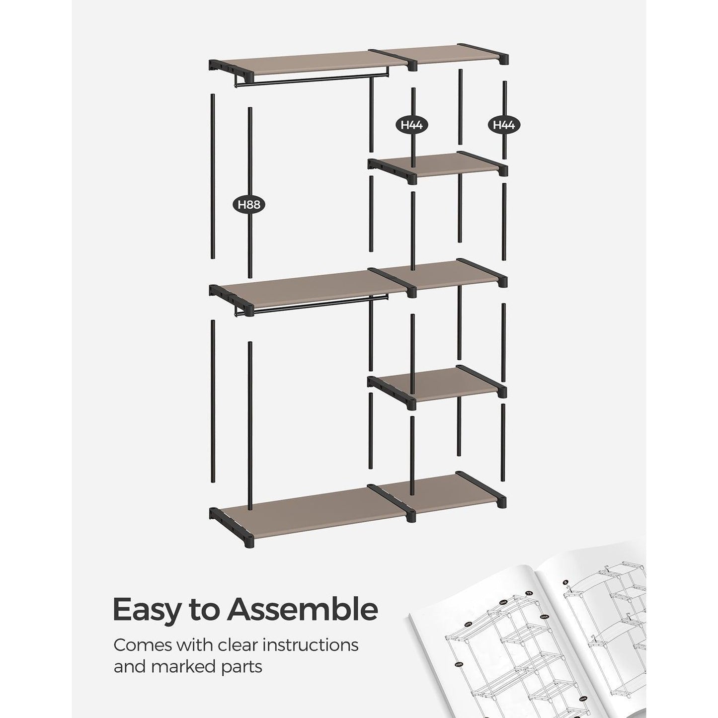 Freestanding Portable Closet Taupe FredCo