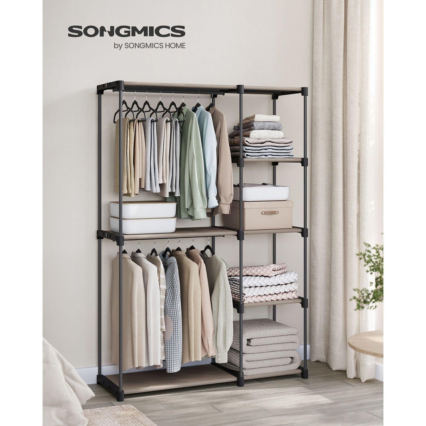 Freestanding Portable Closet Taupe FredCo
