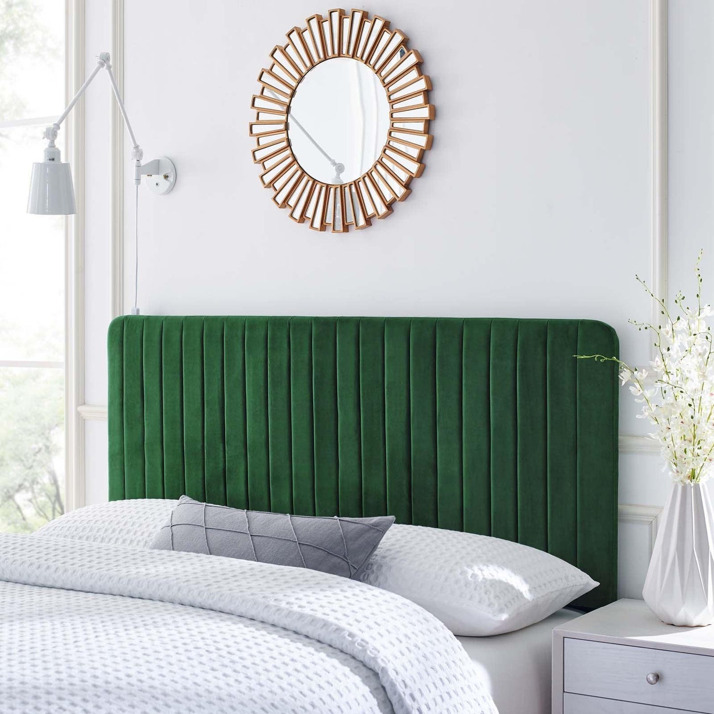 Full/Queen Modway Milenna Channel Tufted Performance Velvet Headboard FredCo