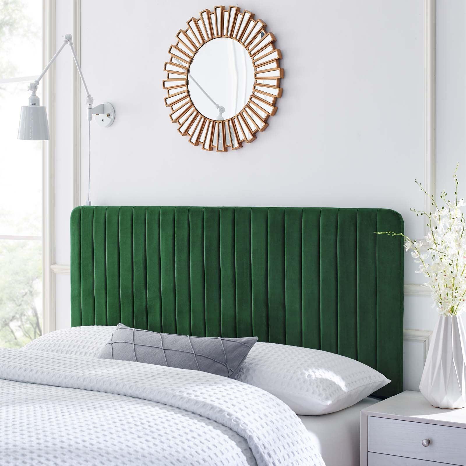 Full/Queen Modway Milenna Channel Tufted Performance Velvet Headboard FredCo