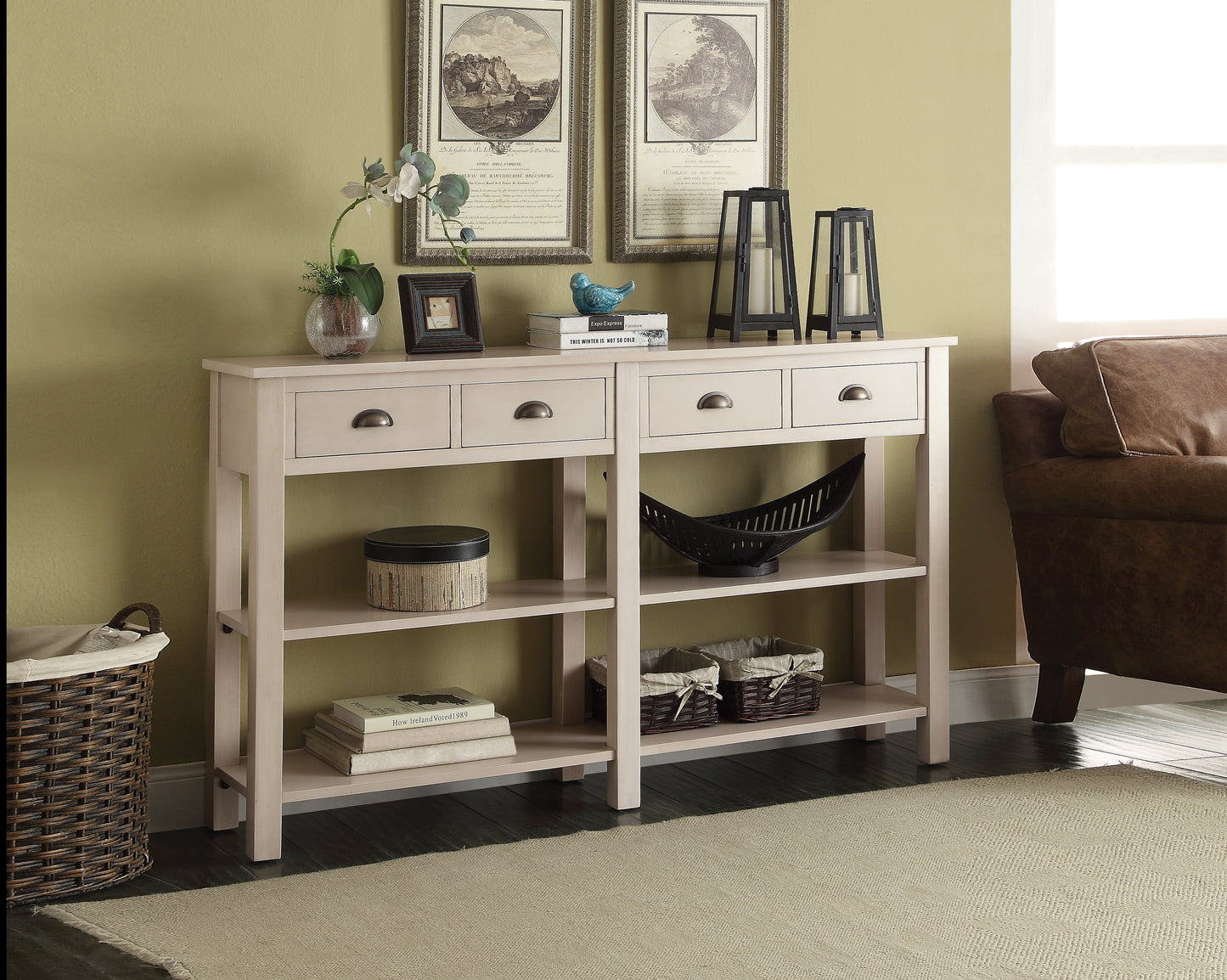 Galileo Cream Finish Console Table 2 FredCo