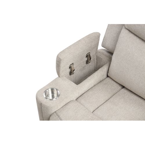 Galya Light Gray Chenille Motion Loveseat w/Console FredCo