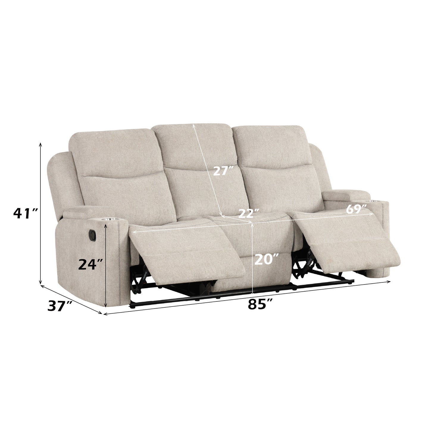 Galya Light Gray Chenille Motion Sofa FredCo