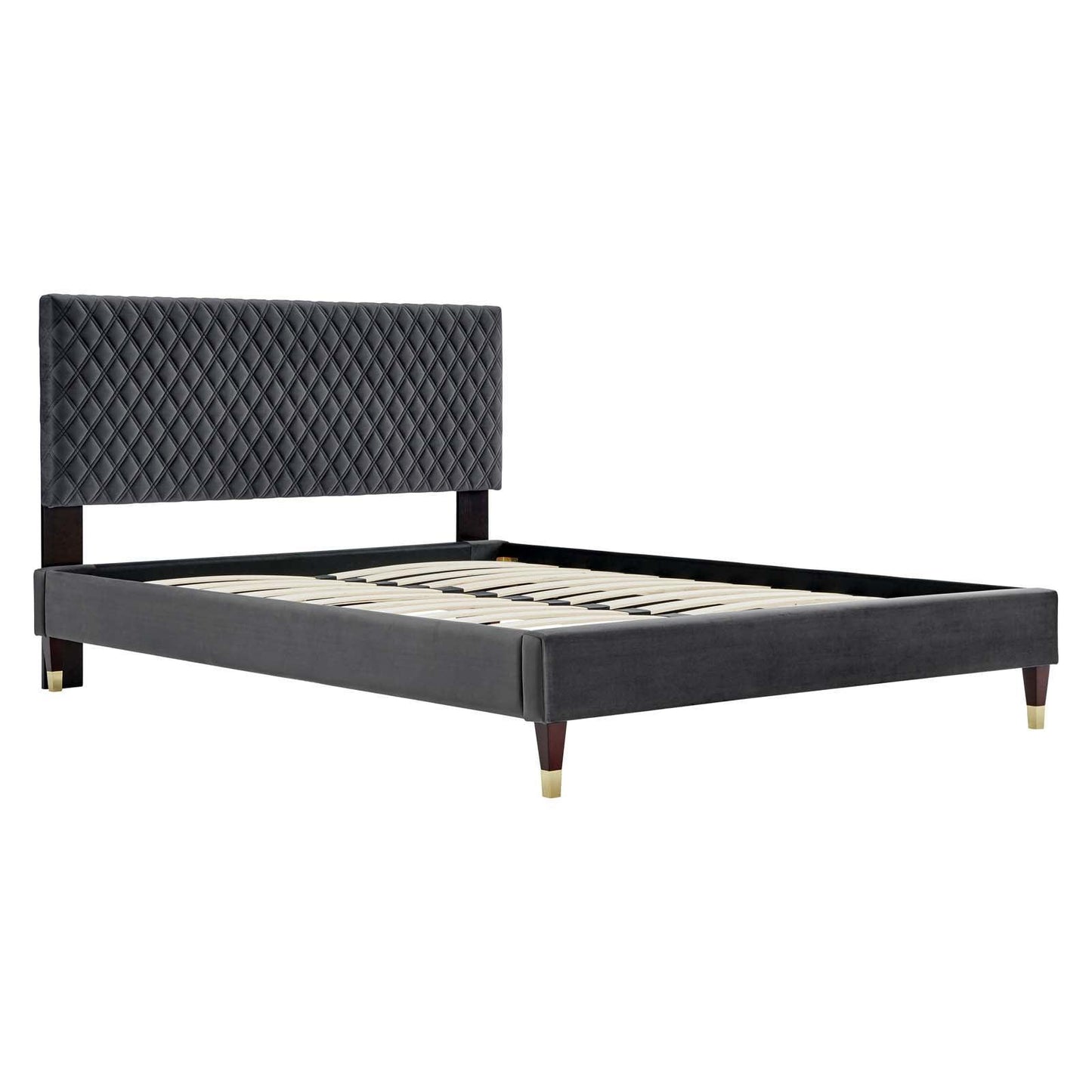 Garcelle Performance Velvet Queen Platform Bed, MOD-6290 FredCo