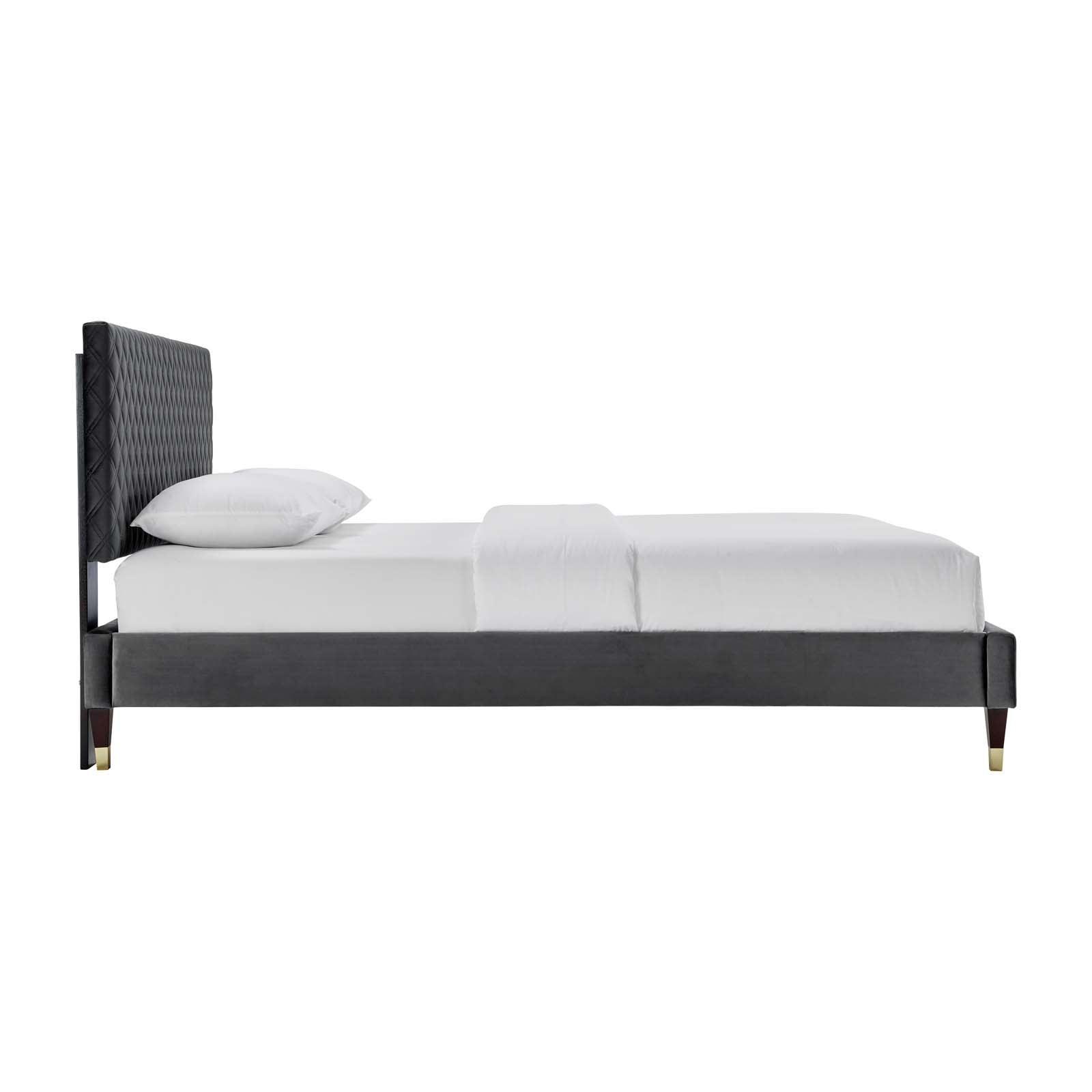 Garcelle Performance Velvet Queen Platform Bed, MOD-6290 FredCo