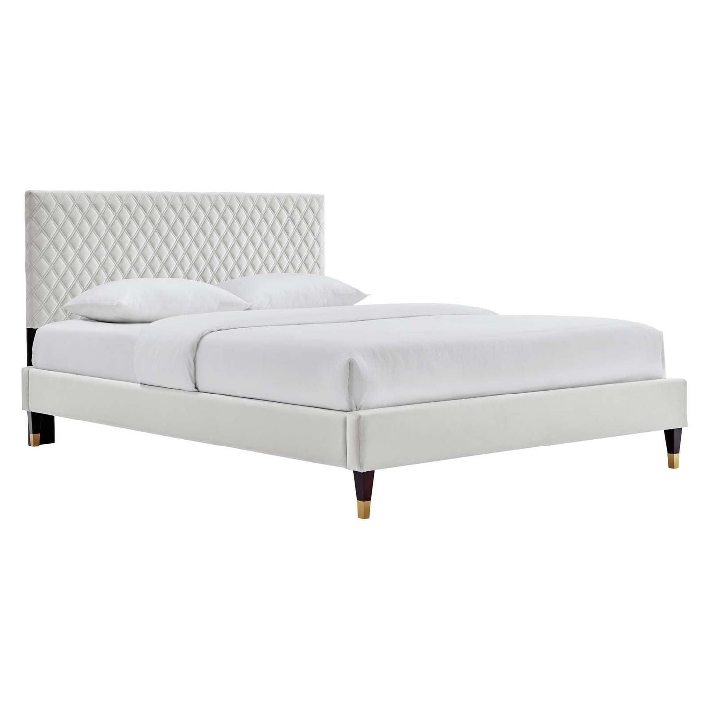 Garcelle Performance Velvet Queen Platform Bed, MOD-6290 FredCo