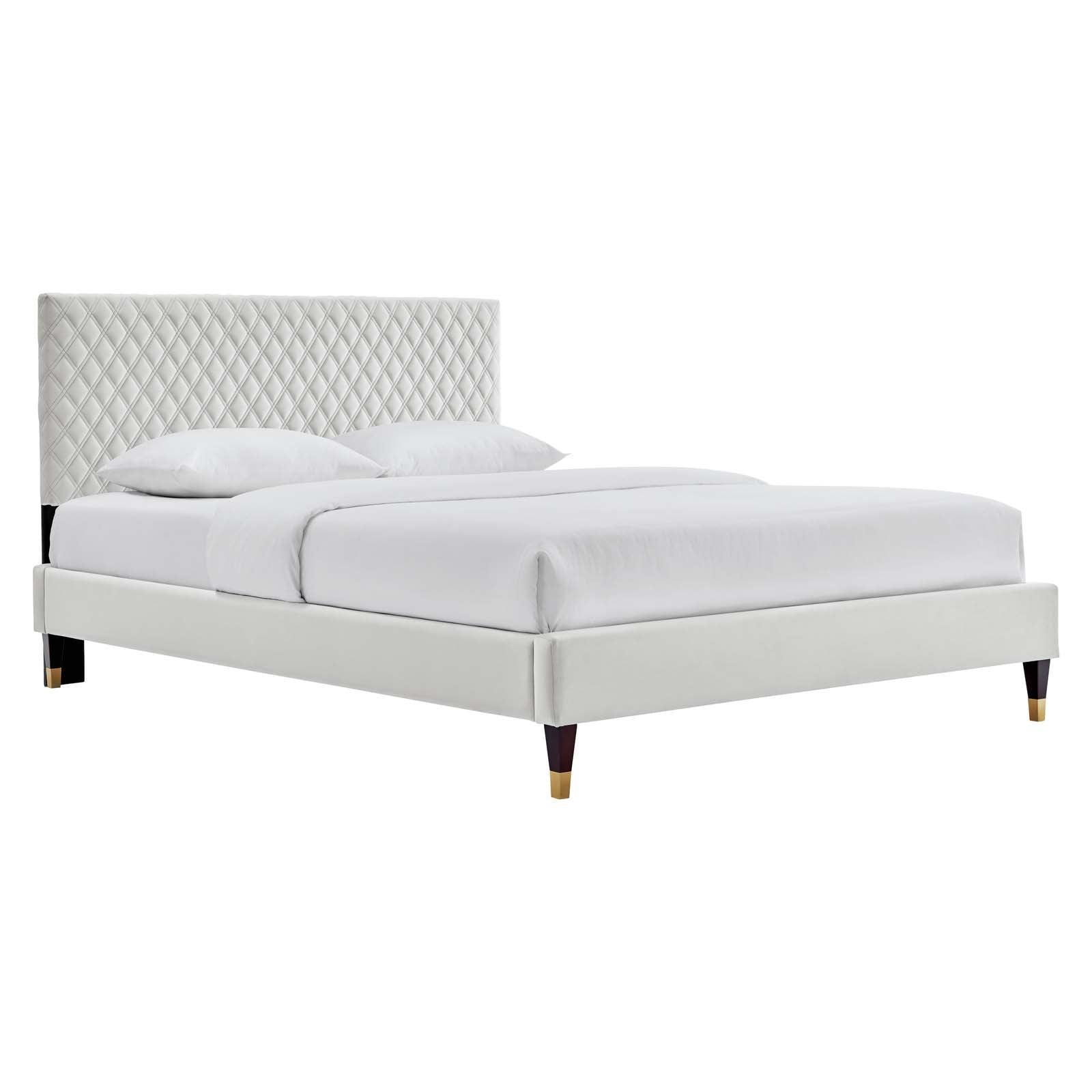 Garcelle Performance Velvet Queen Platform Bed, MOD-6290 FredCo
