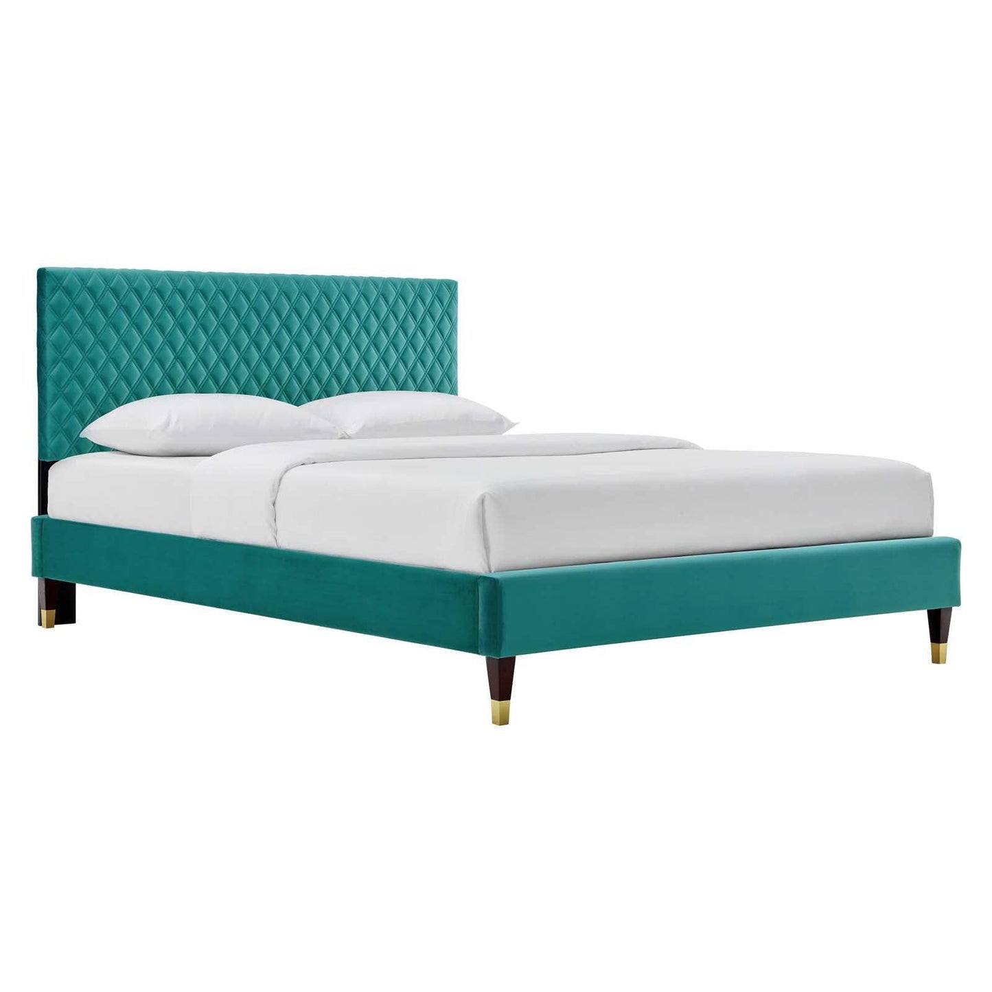 Garcelle Performance Velvet Queen Platform Bed, MOD-6290 FredCo